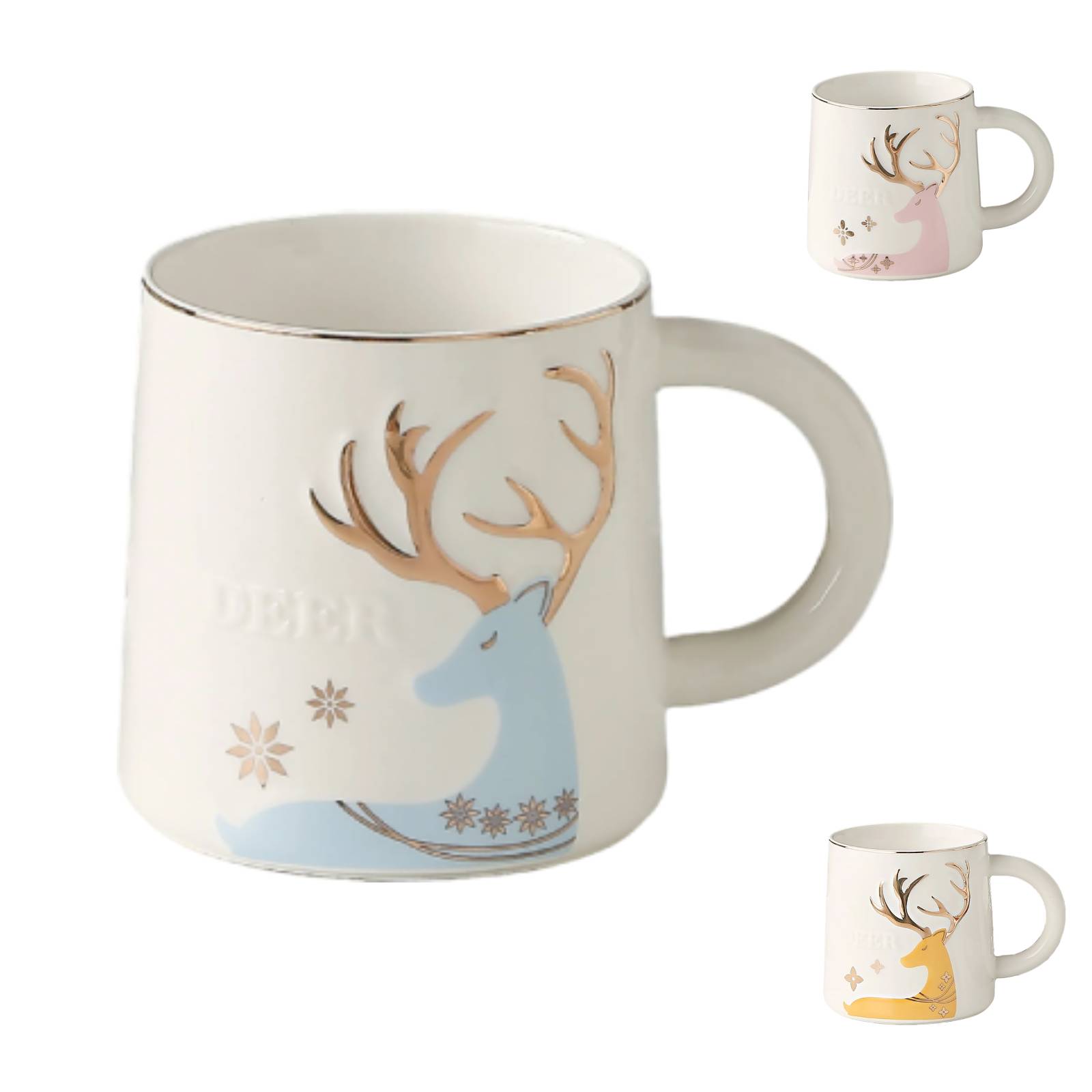 16 oz Coffee Mugs - Ceramic, Dishwasher & Microwave Safe with Deer Design