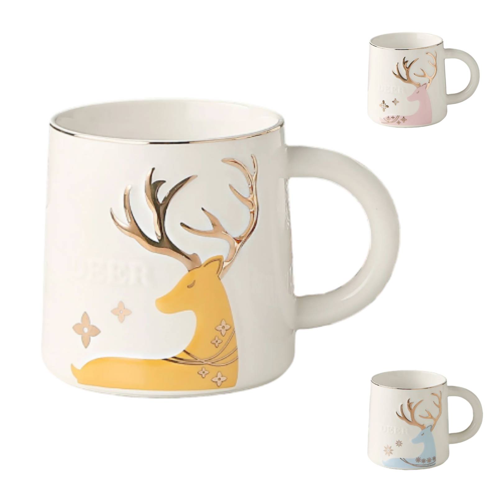 16 oz Coffee Mugs - Ceramic, Dishwasher & Microwave Safe with Deer Design