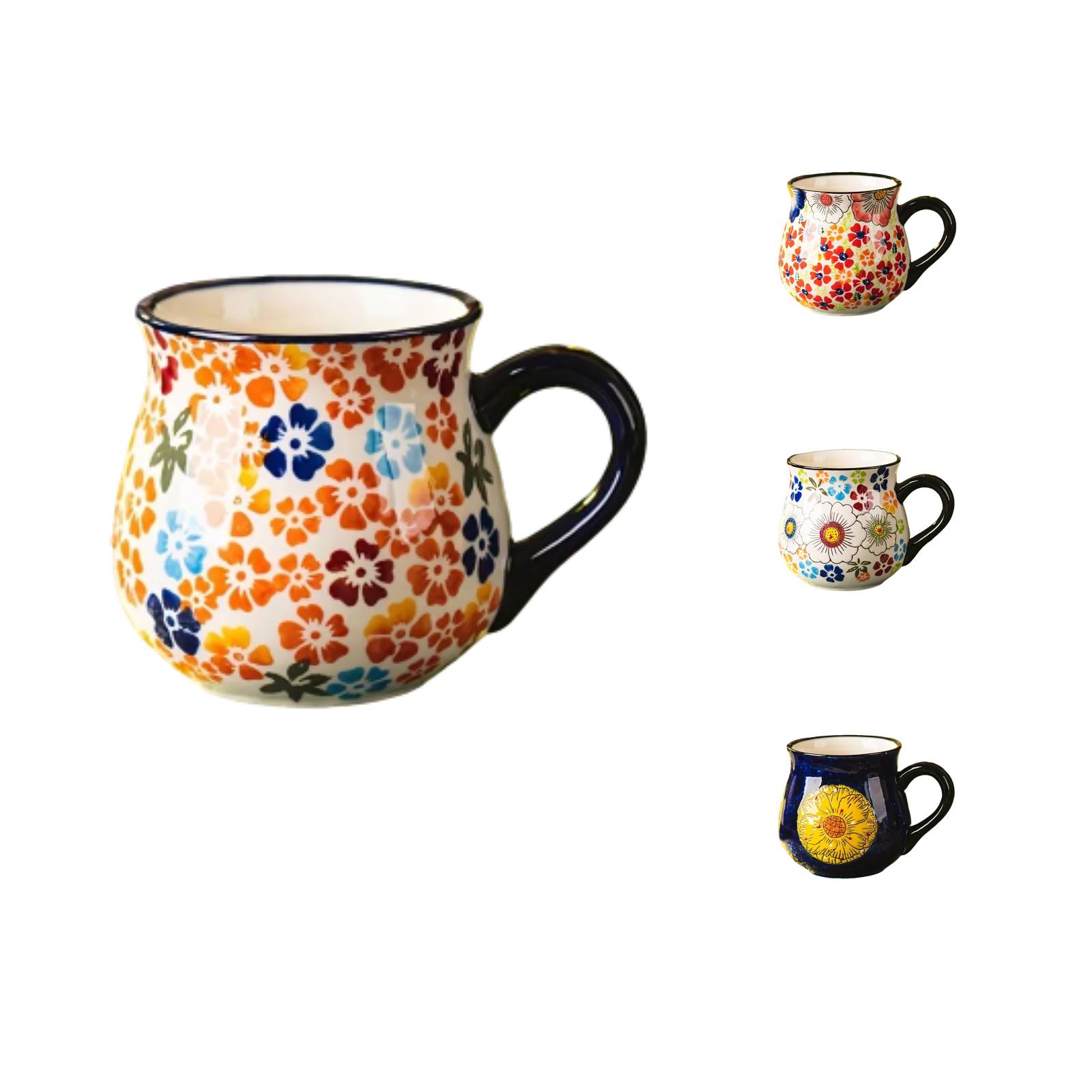 Flower Pottery Mugs Handmade - Ceramic 15oz Coffee Cup