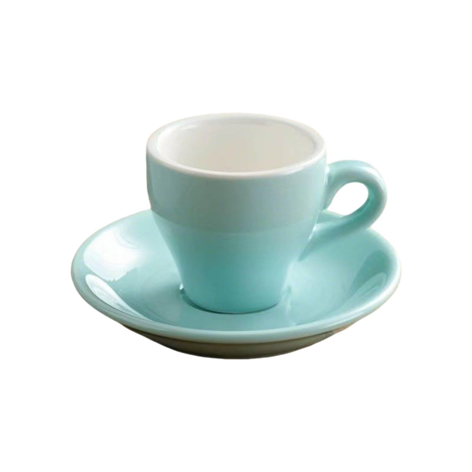 Sky blue ceramic 2.5 oz espresso cup and saucer cutout image