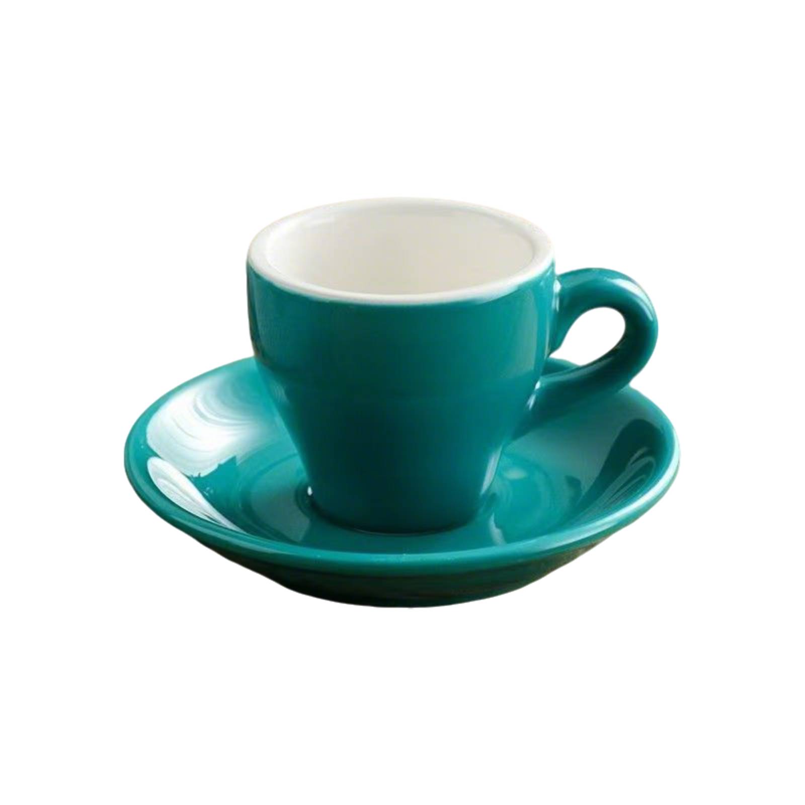 Lake blue ceramic 2.5 oz espresso cup and saucer cutout image