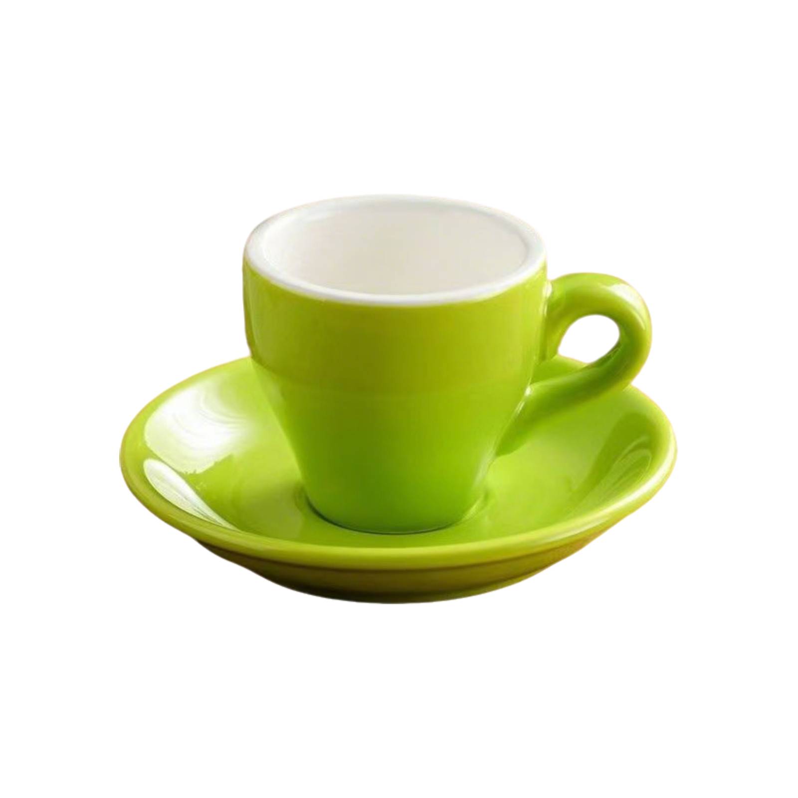 Light green ceramic 2.5 oz espresso cup and saucer cutout image