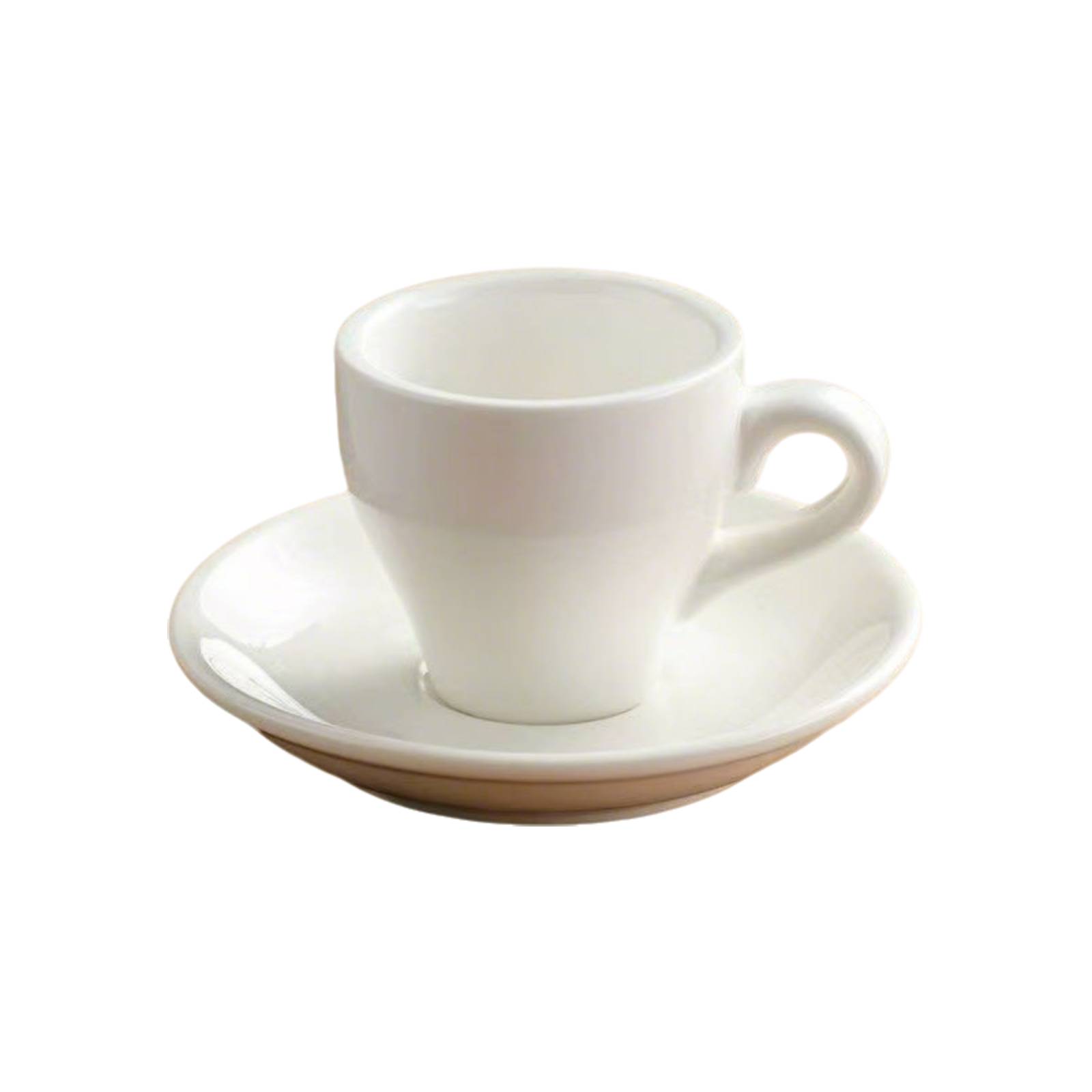 White ceramic 2.5 oz espresso cup and saucer cutout image