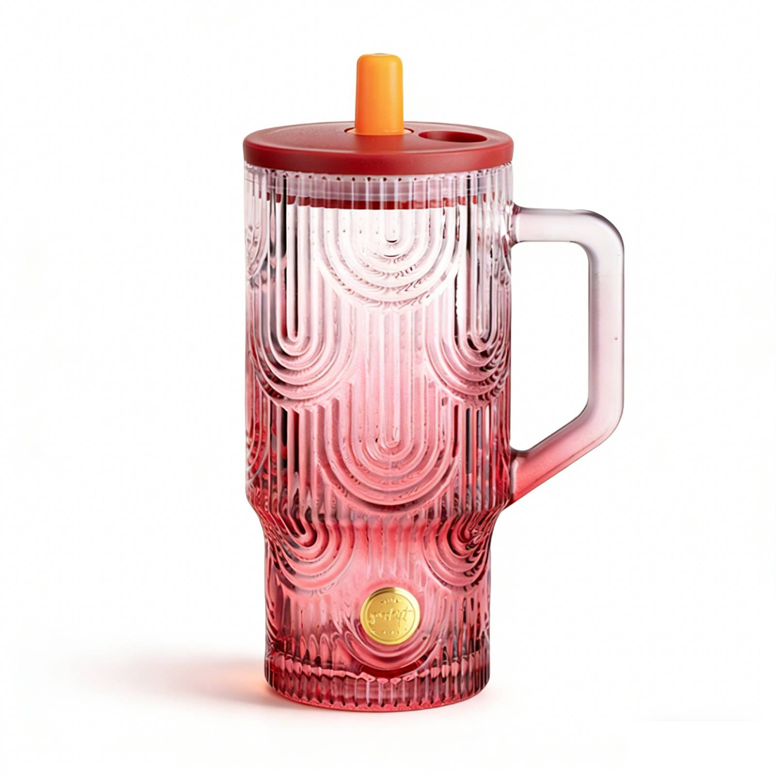 20oz Tumbler with Handle, Glass Cups with Lids and Straws, Leakproof, Bpa-Free