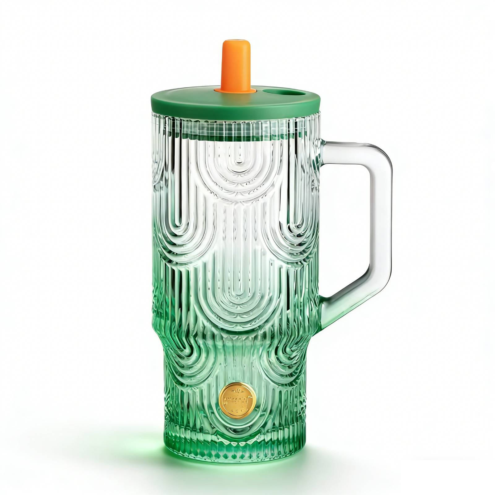 20oz Tumbler with Handle, Glass Cups with Lids and Straws, Leakproof, Bpa-Free