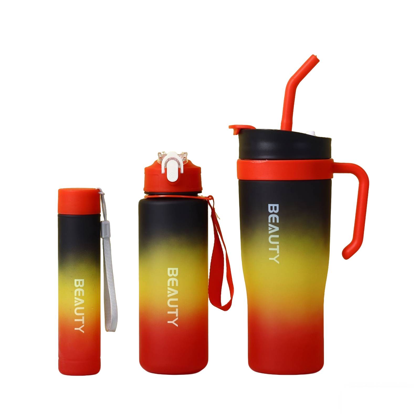 3-Piece Plastic Tumblers with Lids & Straws, 40/20/7 oz Reusable Plastic Cups for Women, BPA-free, Leakproof