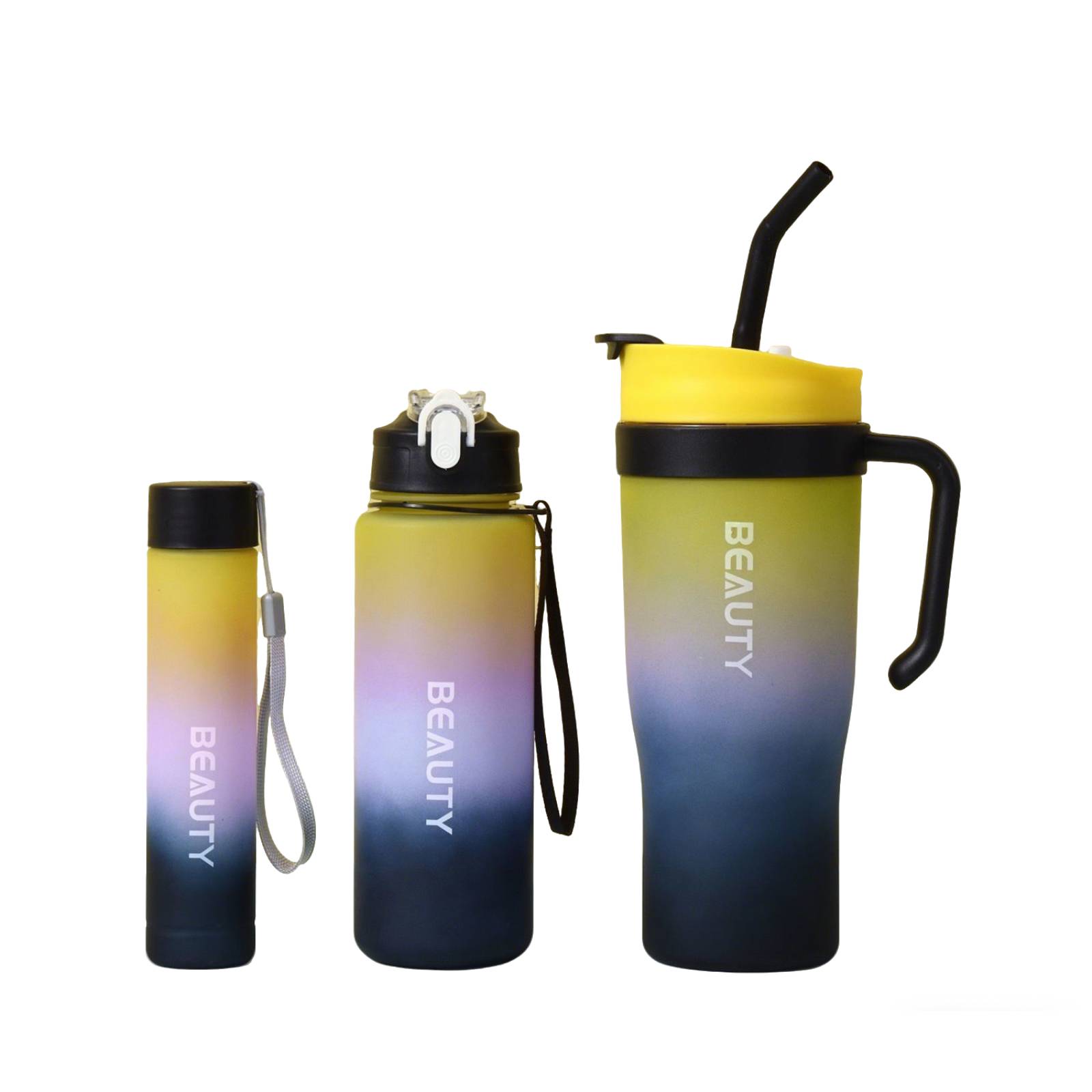 3-Piece Plastic Tumblers with Lids & Straws, 40/20/7 oz Reusable Plastic Cups for Women, BPA-free, Leakproof