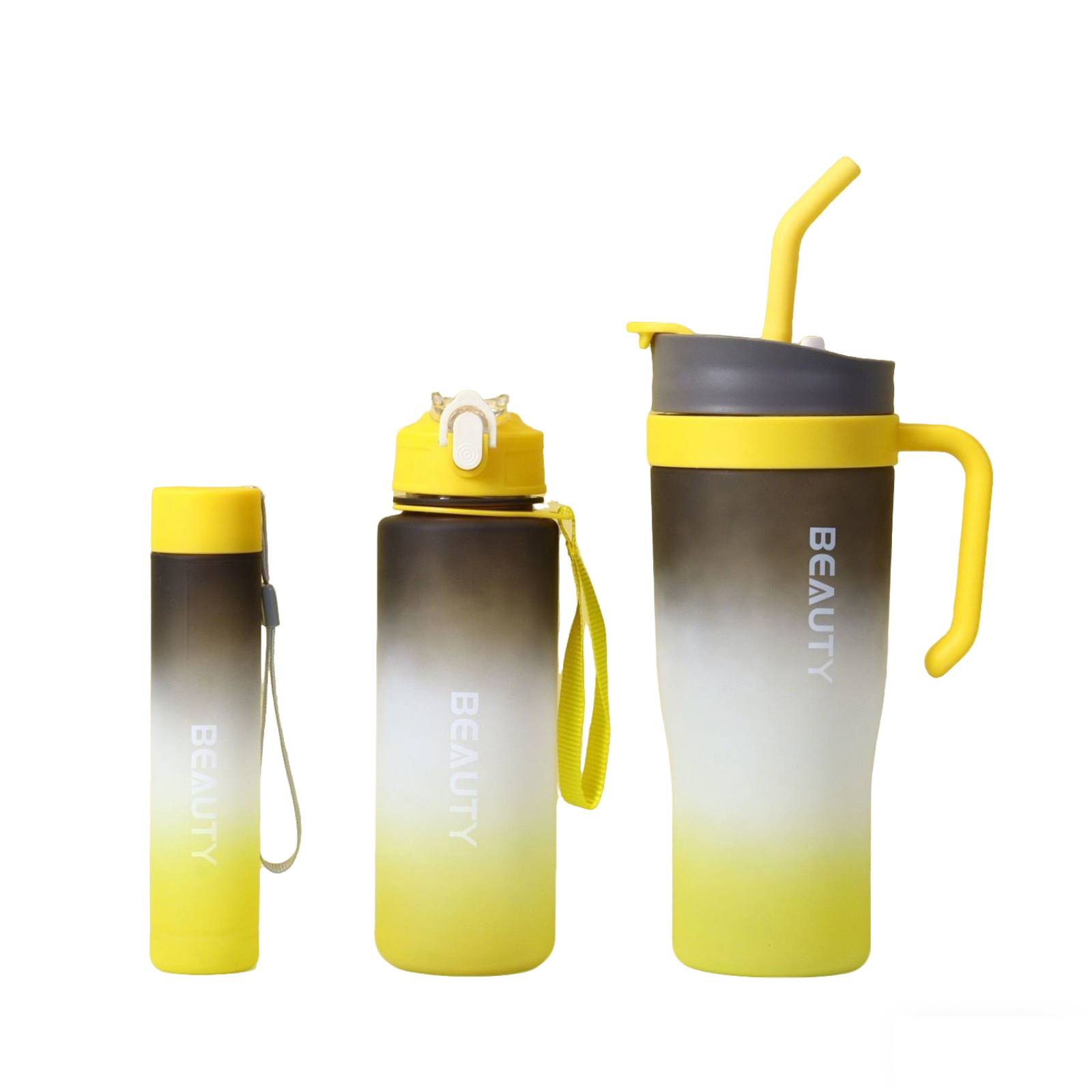 3-Piece Plastic Tumblers with Lids & Straws, 40/20/7 oz Reusable Plastic Cups for Women, BPA-free, Leakproof