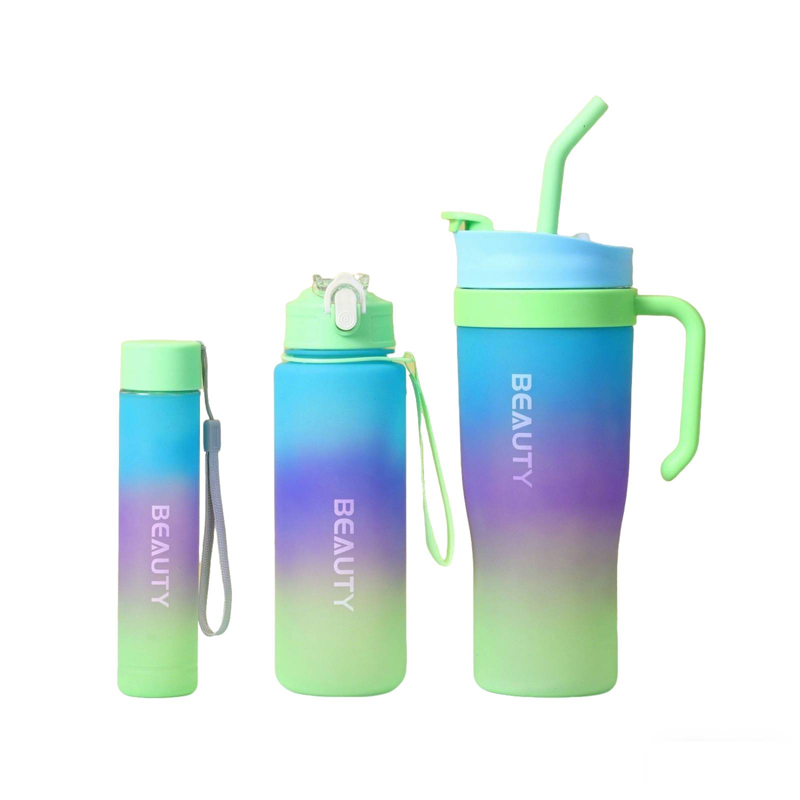 3-Piece Plastic Tumblers with Lids & Straws, 40/20/7 oz Reusable Plastic Cups for Women, BPA-free, Leakproof