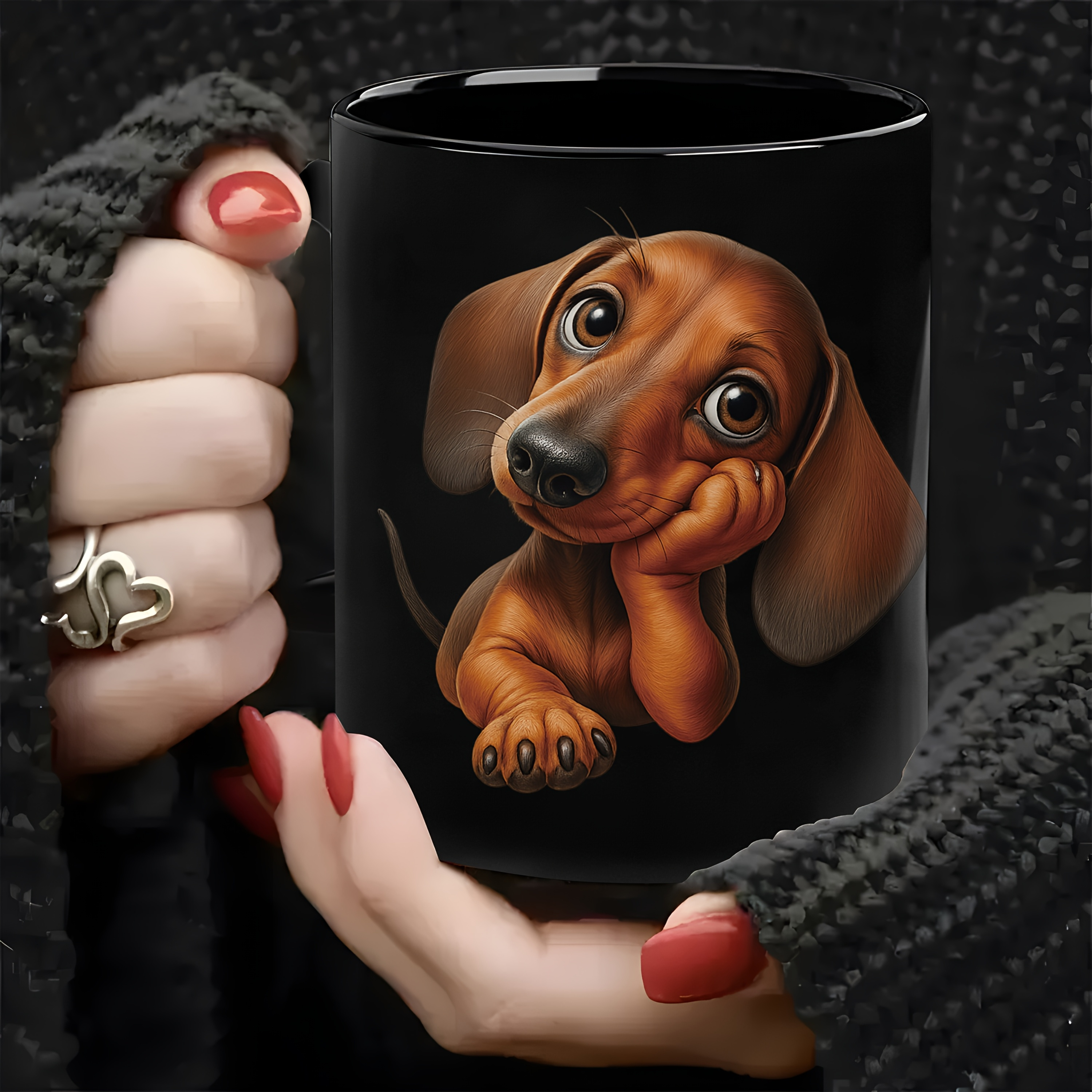 Double-sided dachshund coffee mug for dog lovers