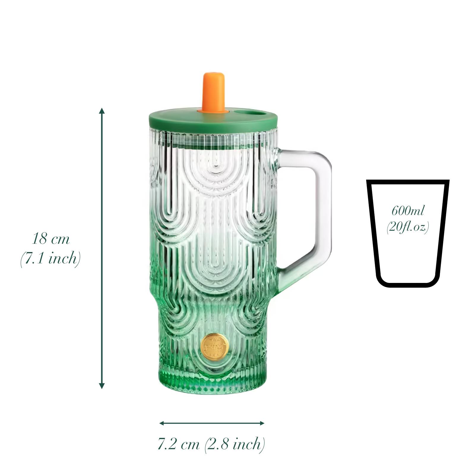 20oz Tumbler with Handle, Glass Cups with Lids and Straws, Leakproof, Bpa-Free