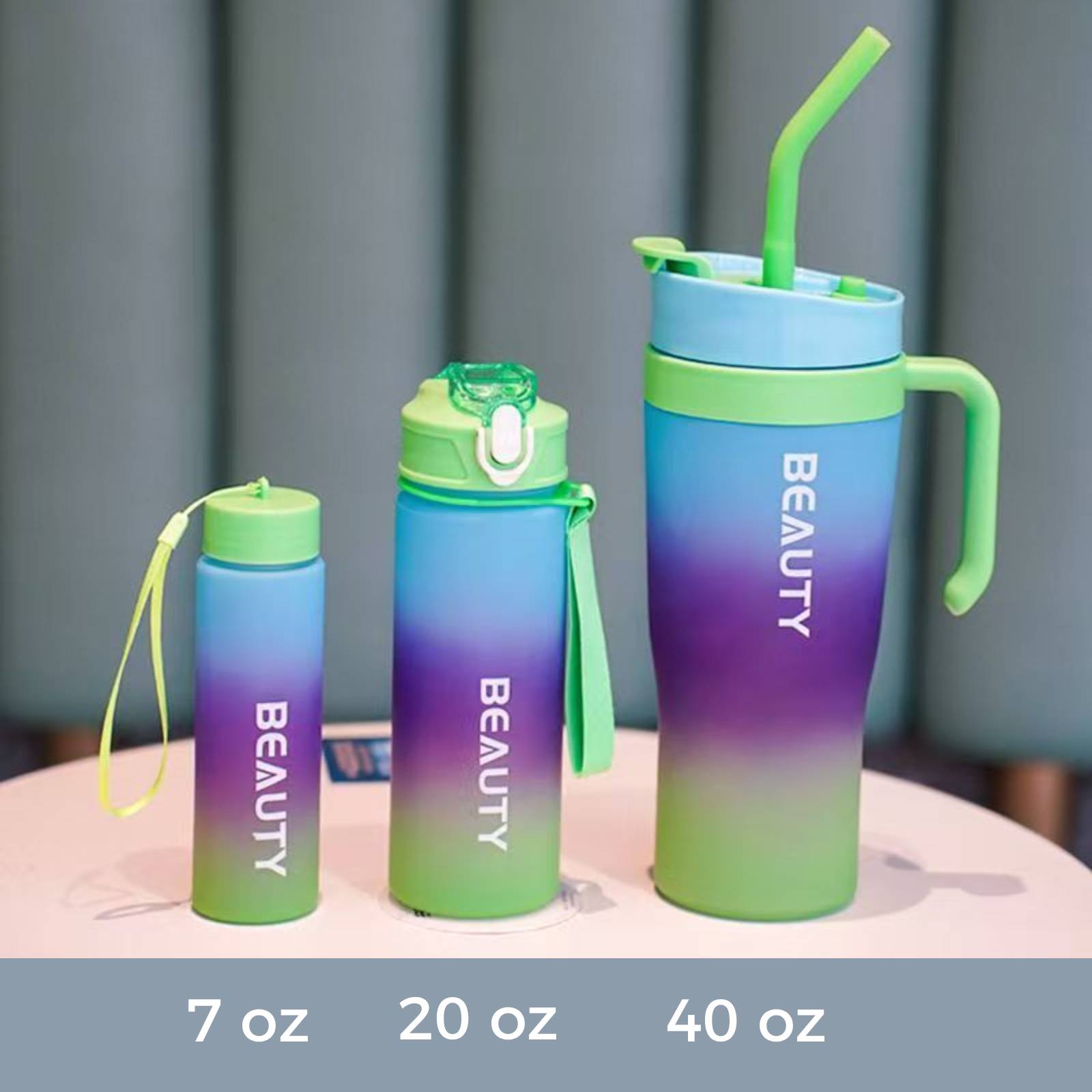 3-Piece Plastic Tumblers with Lids & Straws, 40/20/7 oz Reusable Plastic Cups for Women, BPA-free, Leakproof