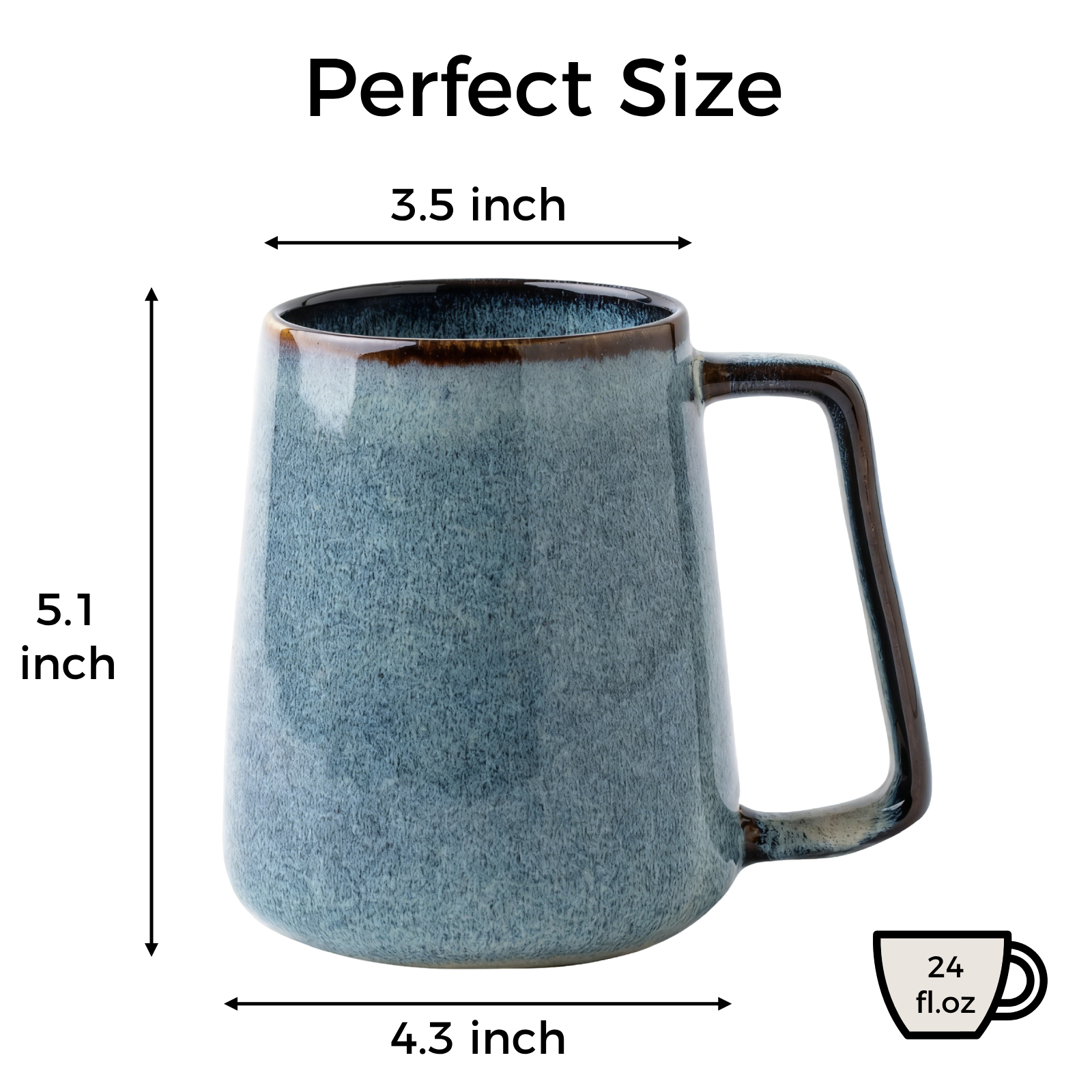 Tall Ceramic Mug with Handle, 24 oz Set of 2