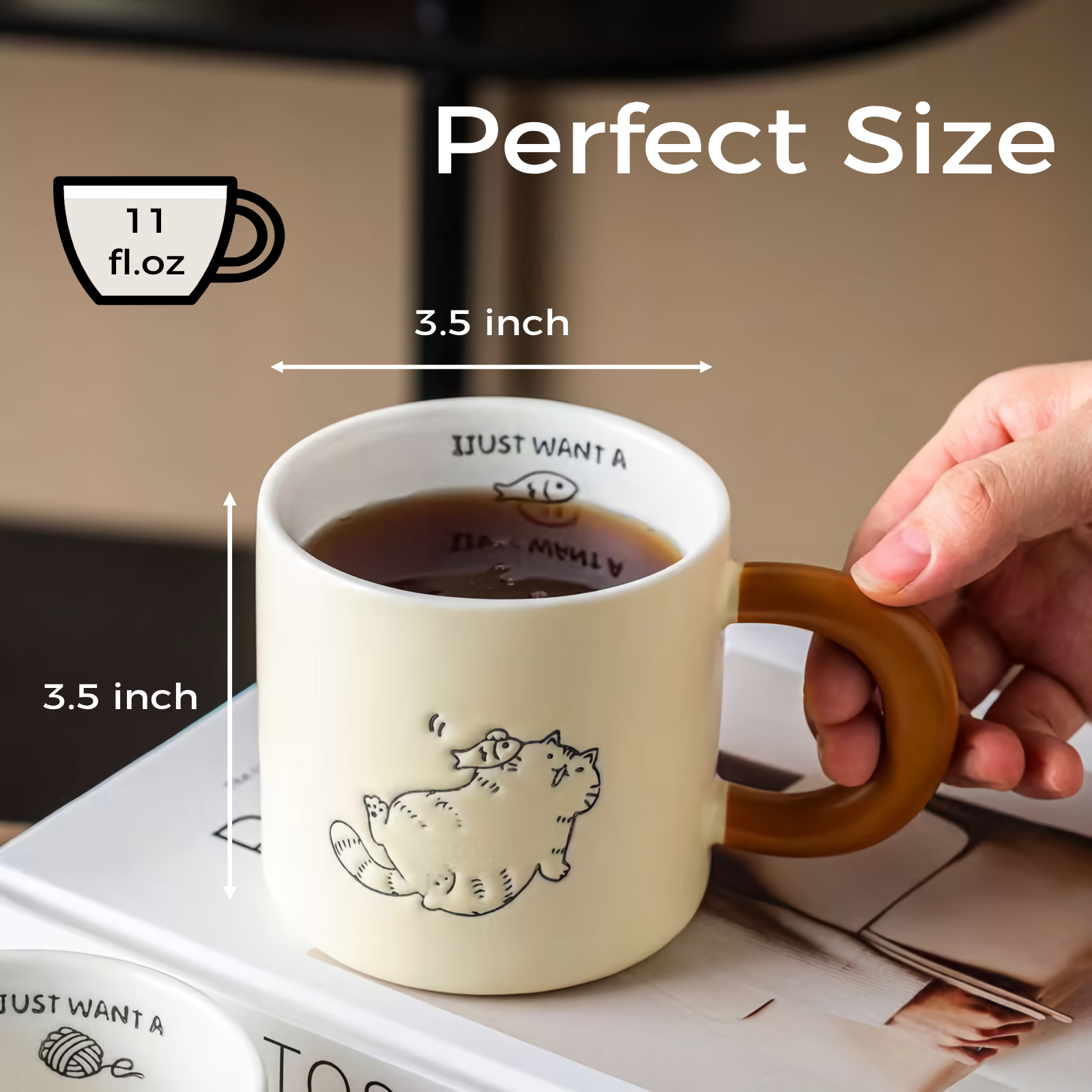 Cat Coffee Mug - 11 oz, Ceramic-dream2buy