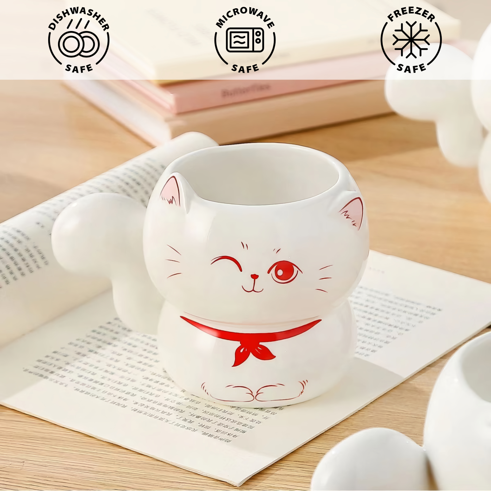 Cat Coffee Mug - 14 oz, Ceramic-dream2buy