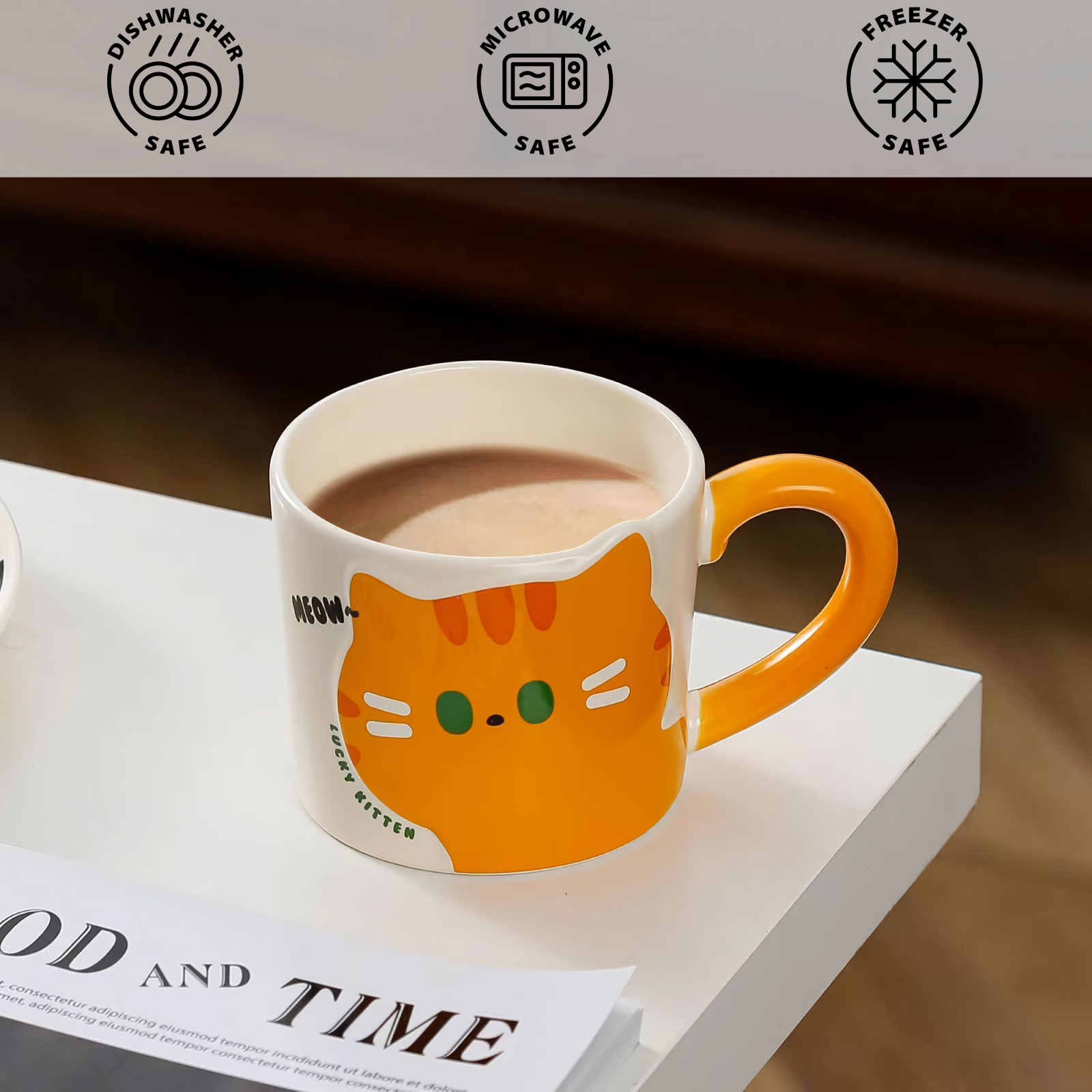 Cat Coffee Mug - 10 oz, Ceramic-dream2buy