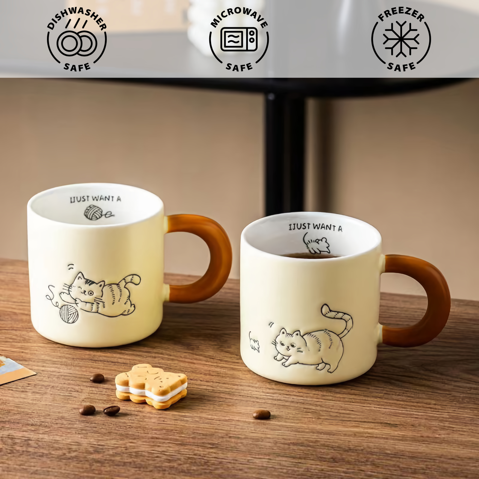 Cat Coffee Mug - 11 oz, Ceramic-dream2buy