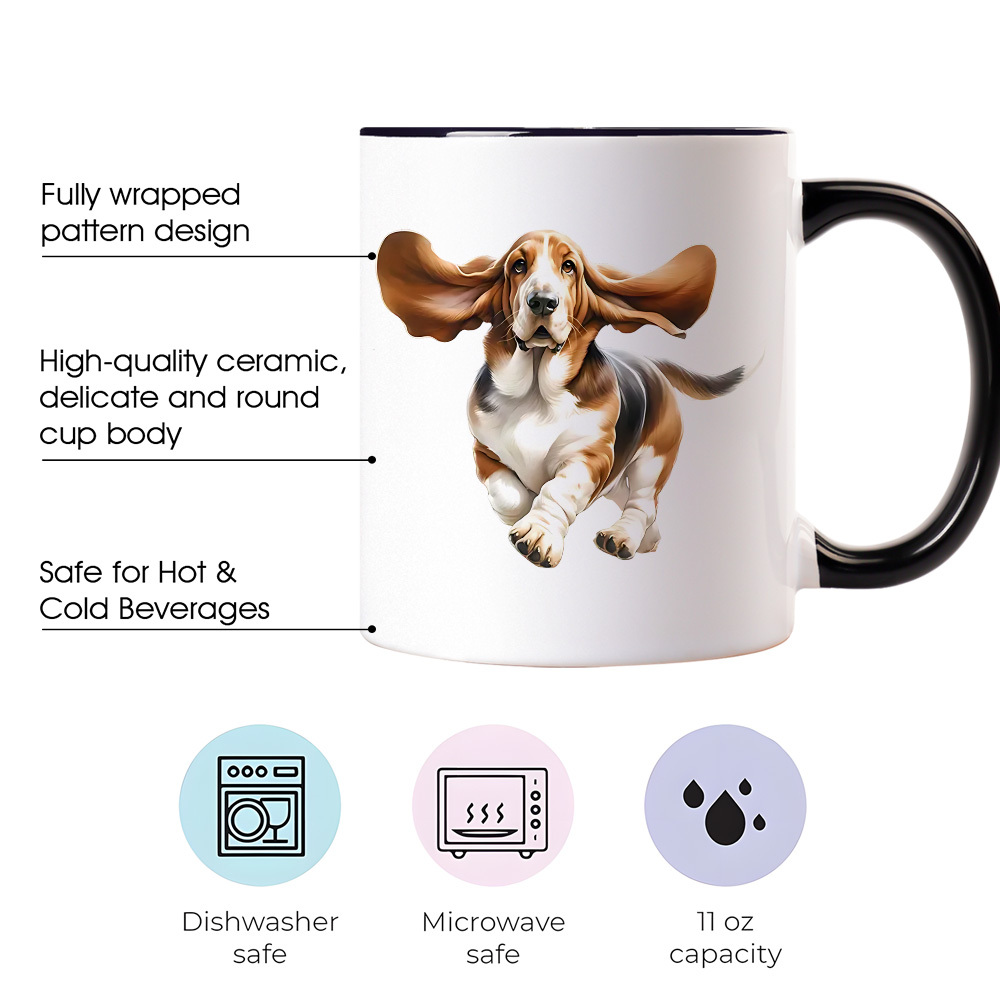 Pink Basset Hound mug side view