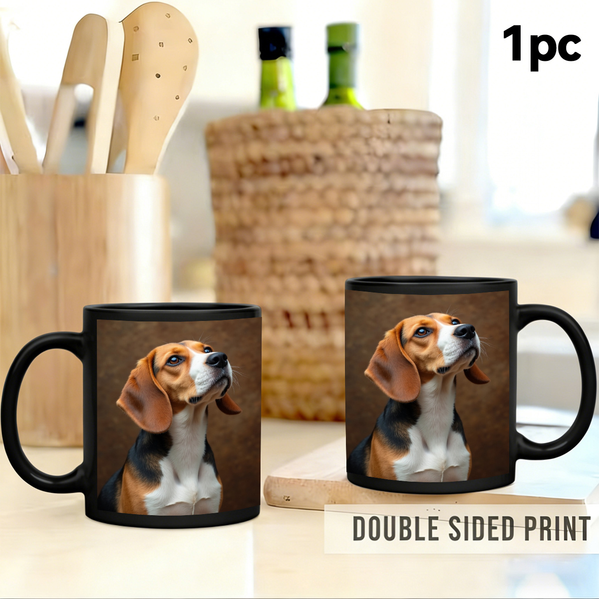 Beagle dog cup dimensions 8.1 cm by 9.4 cm