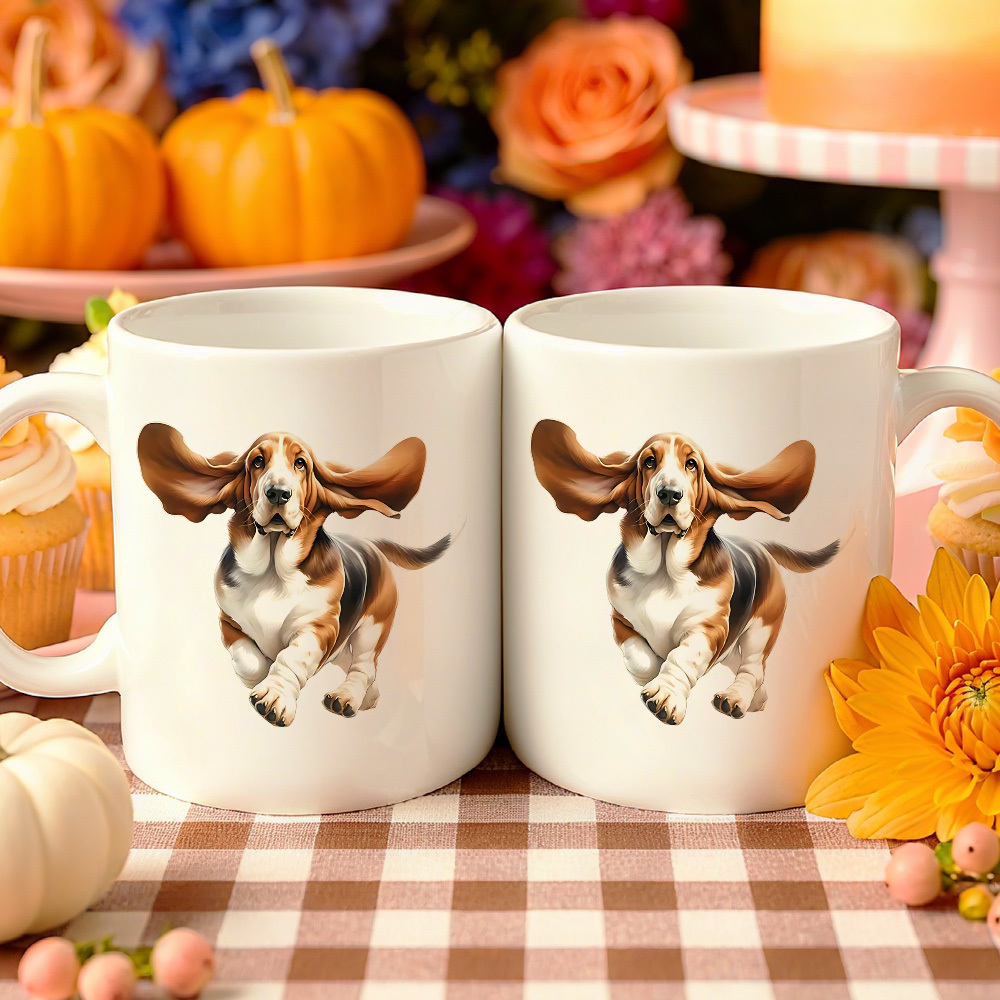 White Basset Hound coffee mug