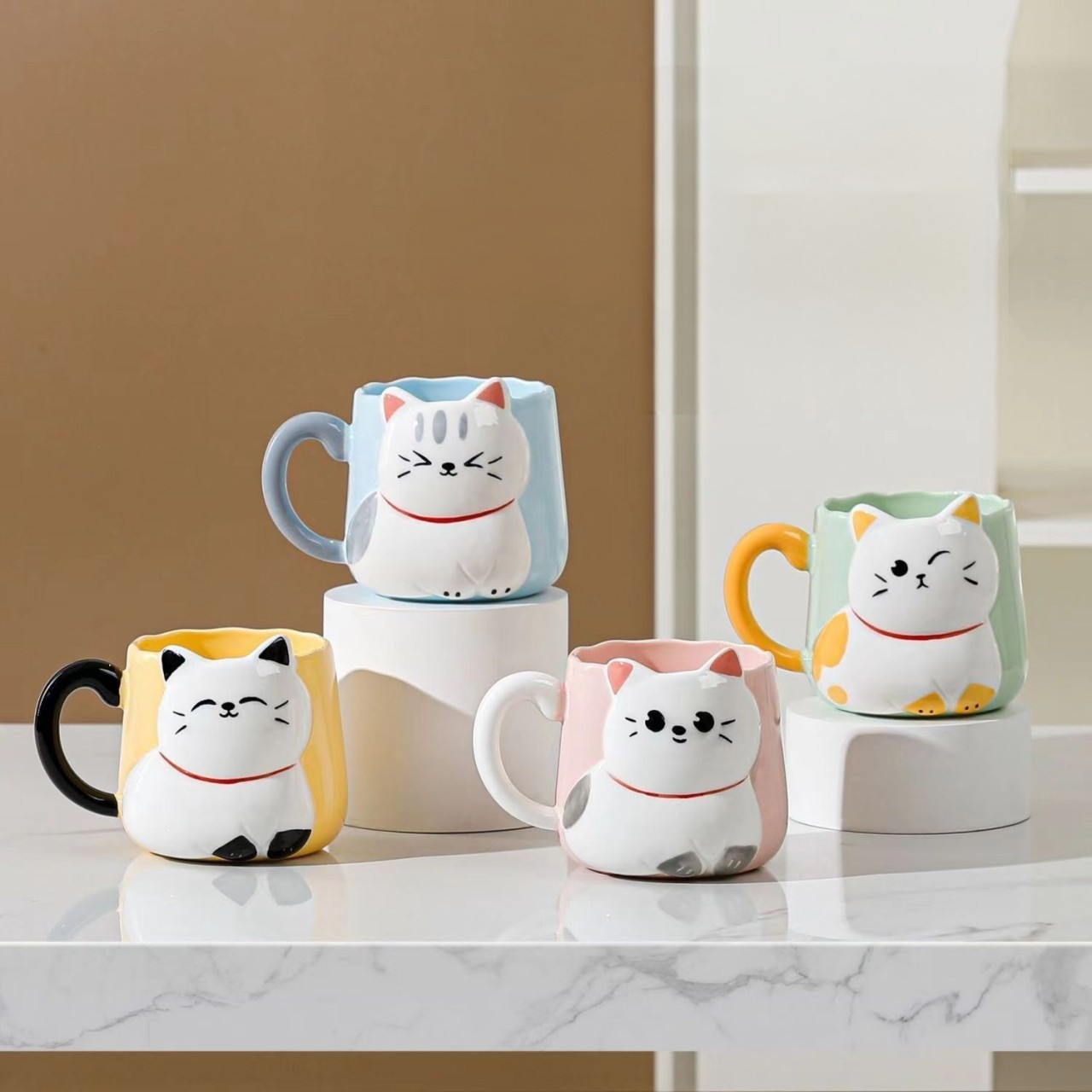 Cat Coffee Mug - 15 oz, Ceramic-dream2buy