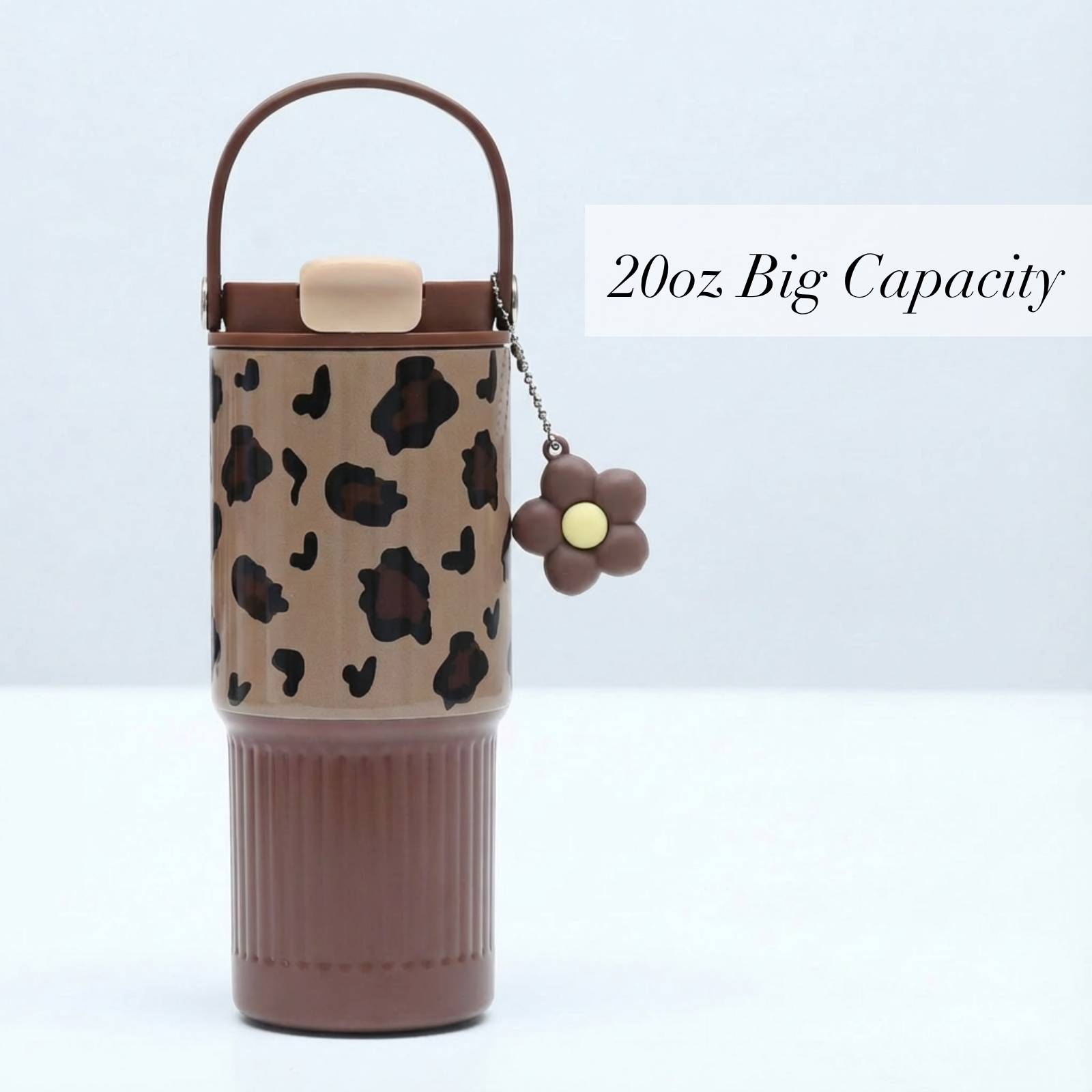 20 oz Insulated Tumblers with Lid and Straw, Stainless Steel Large Travel Coffee Mugs for Women, Cherry Cup, Leopard Tumbler, On The Go Coffee Cups, Dishwasher Safe