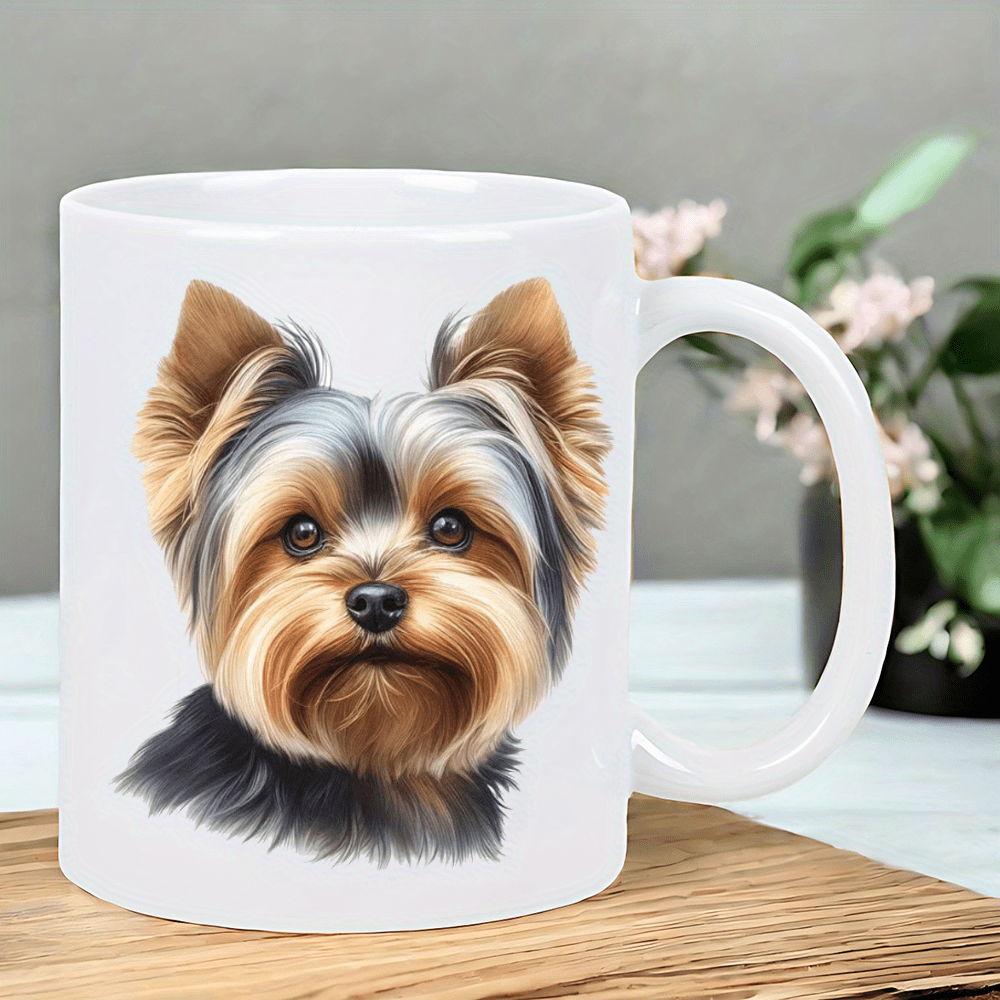 Dog lover Yorkie mug with close-up terrier portrait
