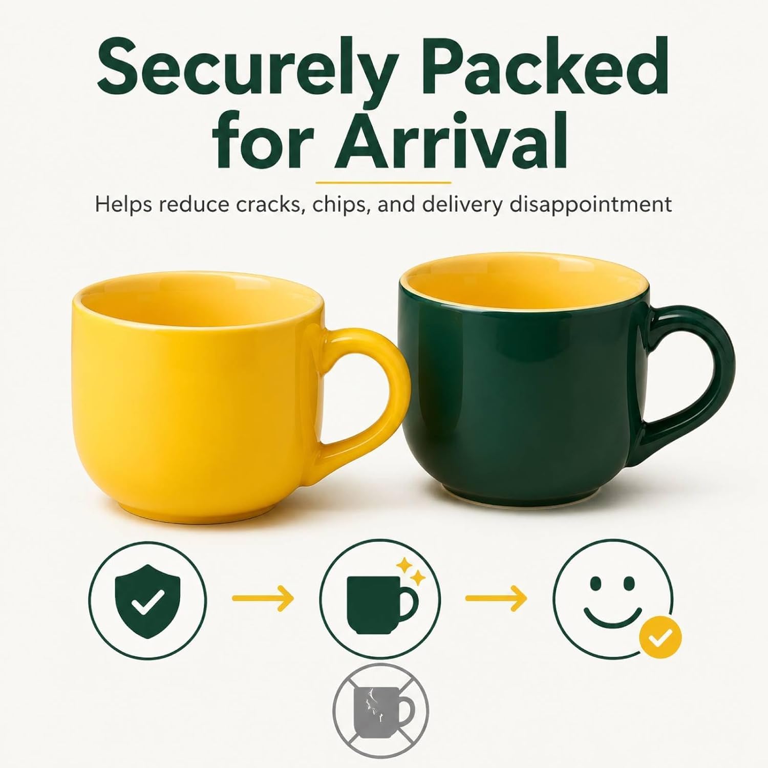 Wide coffee mug set with large side handles
