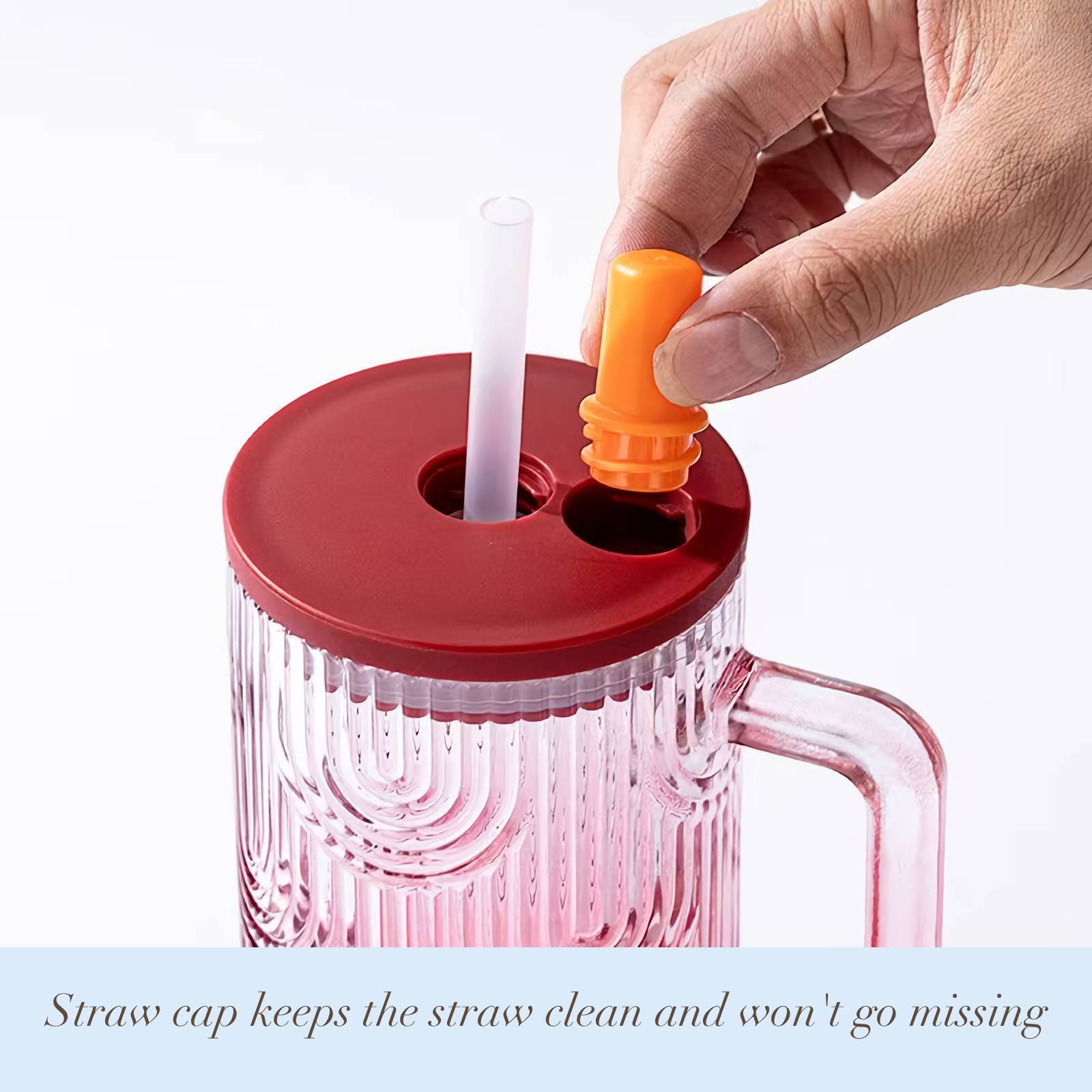 20oz Tumbler with Handle, Glass Cups with Lids and Straws, Leakproof, Bpa-Free