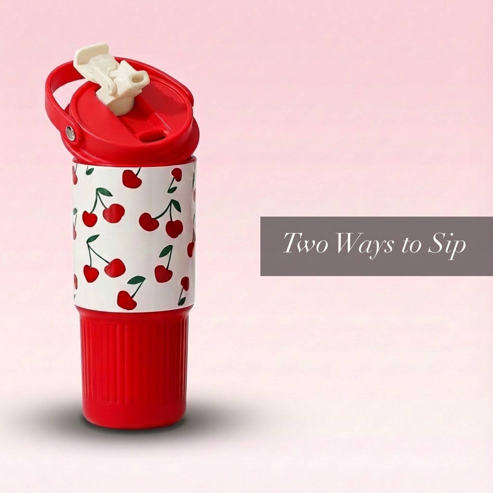 20 oz Insulated Tumblers with Lid and Straw, Stainless Steel Large Travel Coffee Mugs for Women, Cherry Cup, Leopard Tumbler, On The Go Coffee Cups, Dishwasher Safe