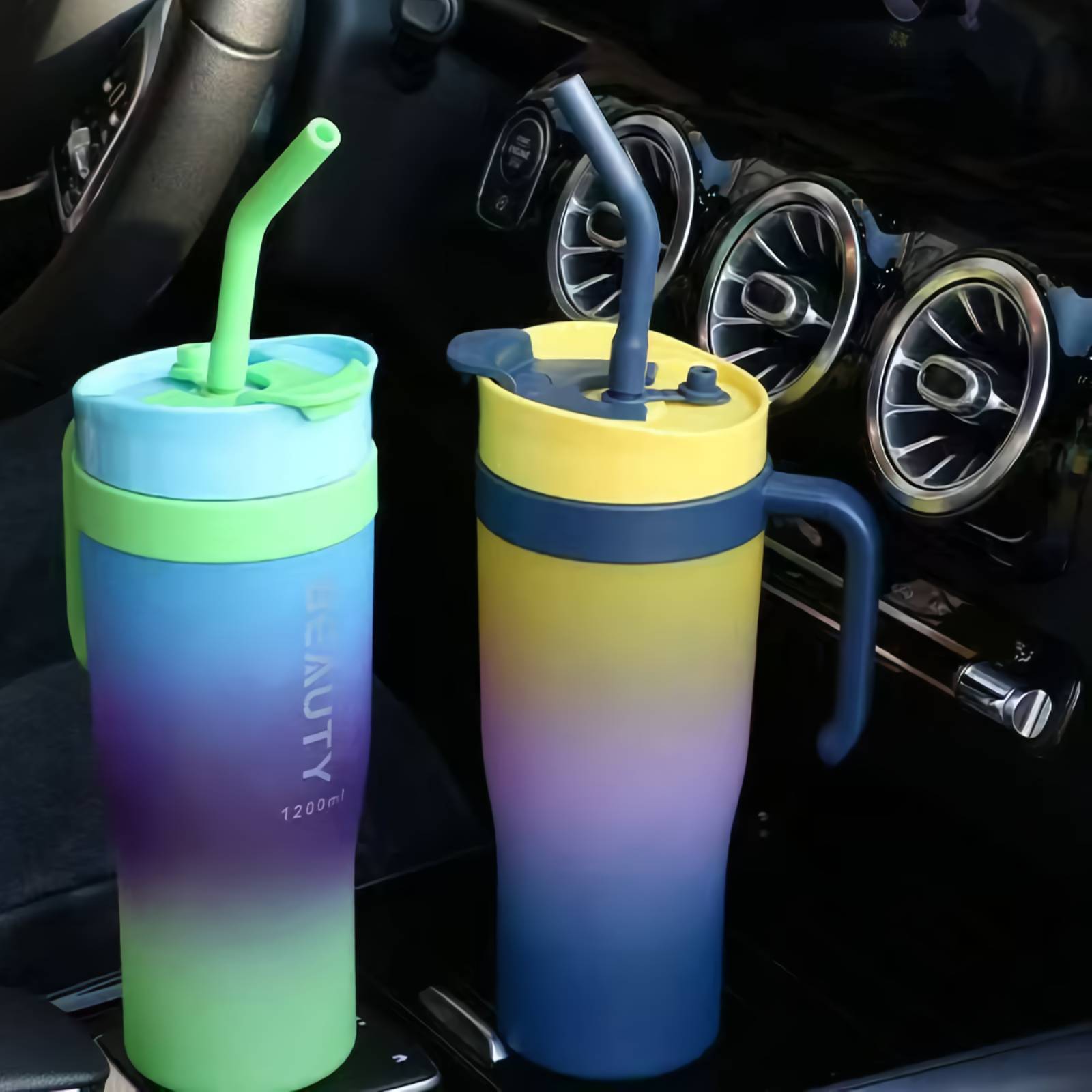 3-Piece Plastic Tumblers with Lids & Straws, 40/20/7 oz Reusable Plastic Cups for Women, BPA-free, Leakproof