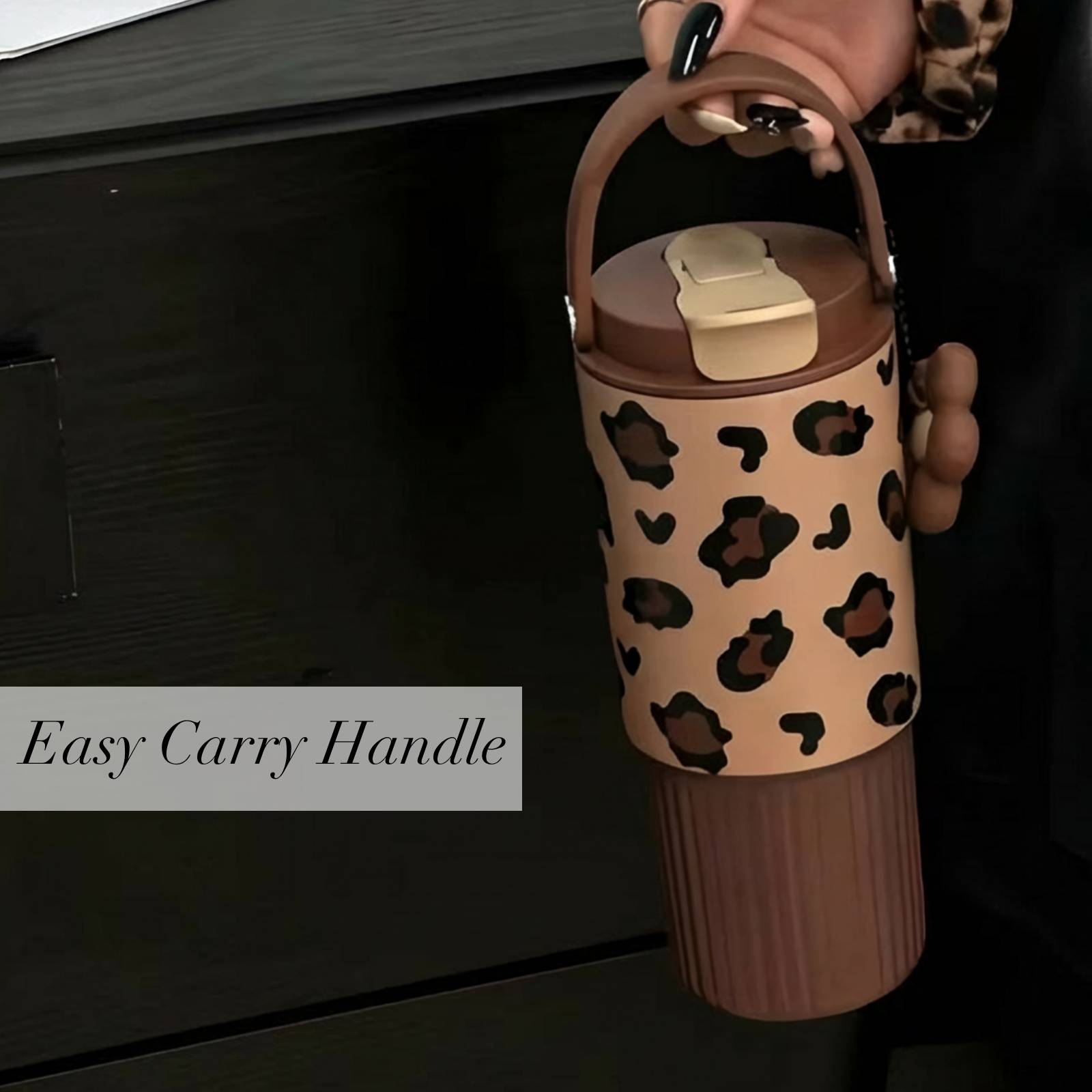 20 oz Insulated Tumblers with Lid and Straw, Stainless Steel Large Travel Coffee Mugs for Women, Cherry Cup, Leopard Tumbler, On The Go Coffee Cups, Dishwasher Safe