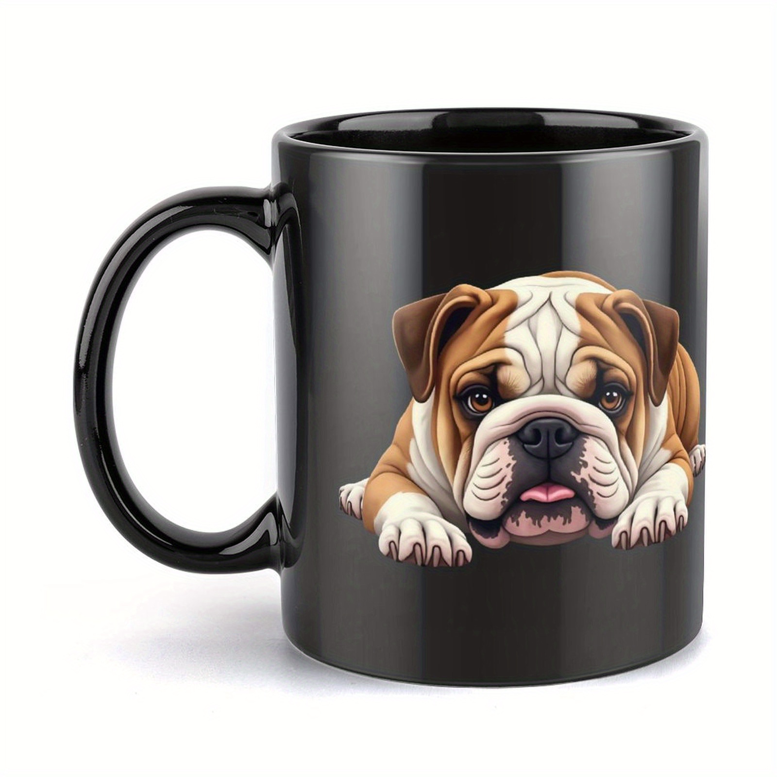 Bulldog coffee mug in black ceramic