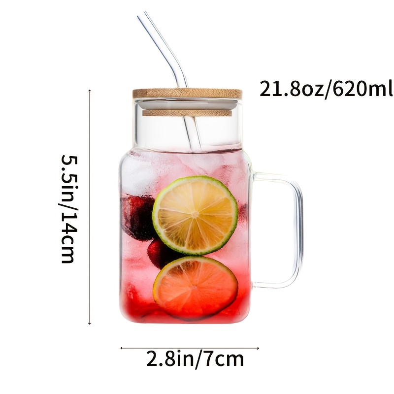 glass cup with lid and straw