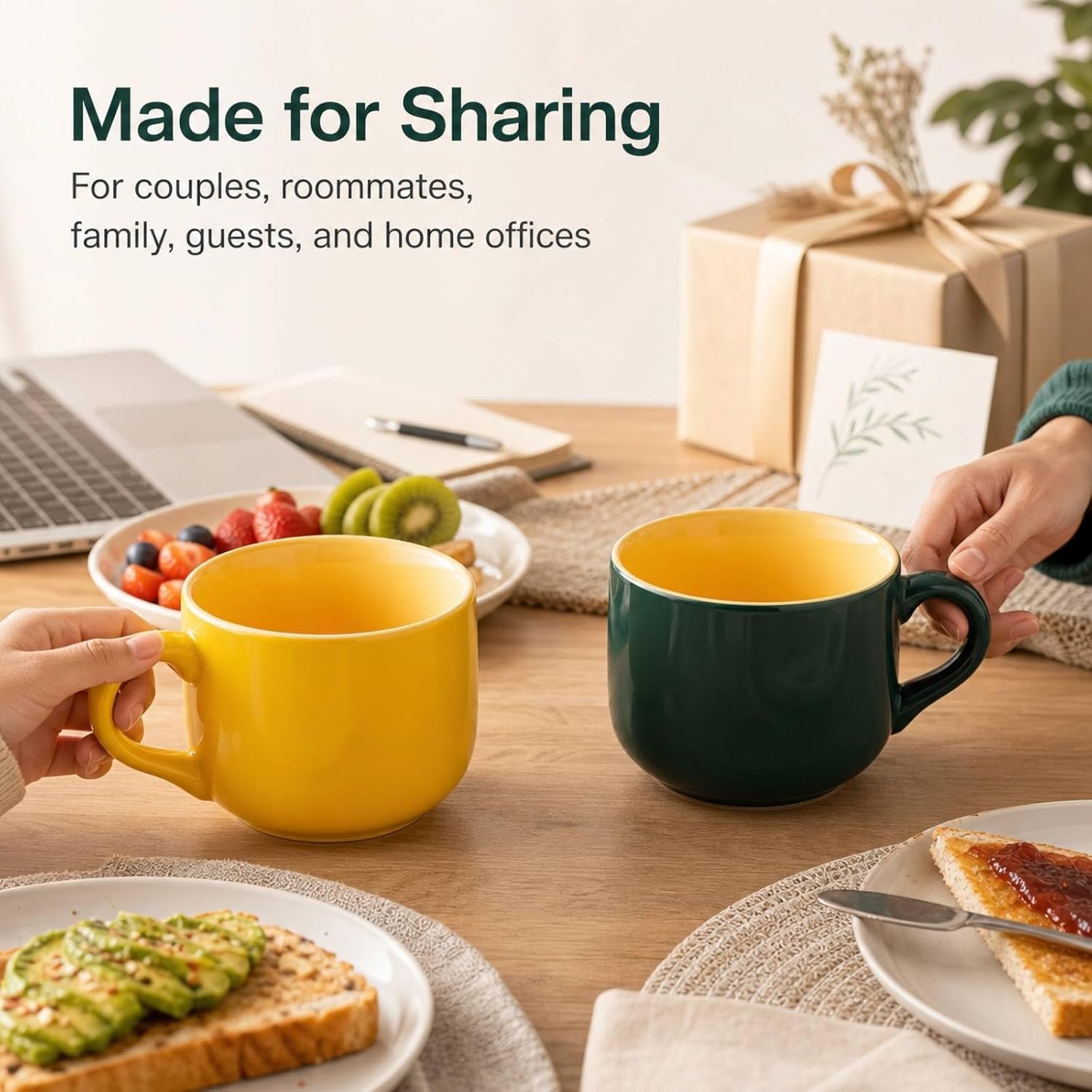 Dark green wide mouth ceramic mug product view