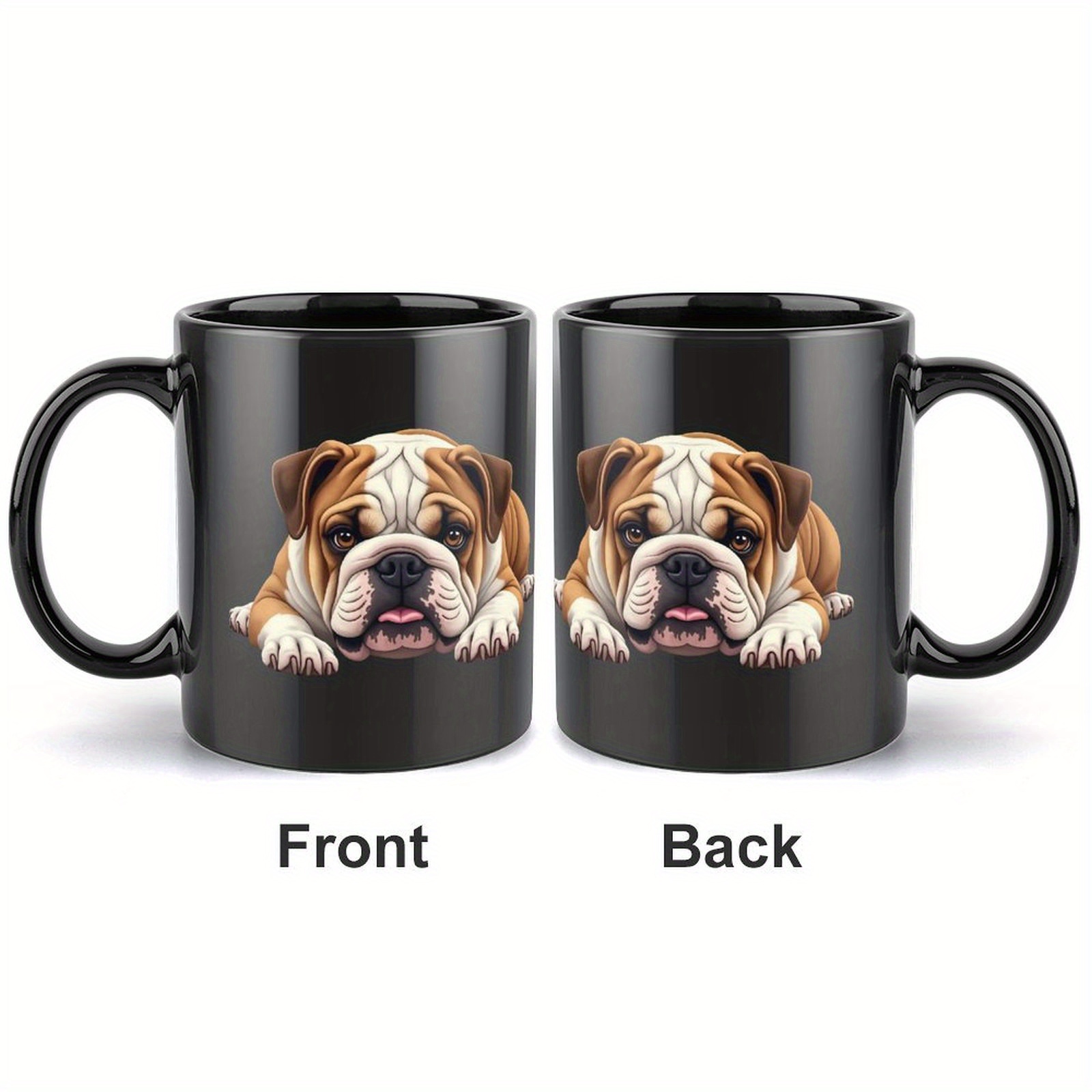 Black bulldog mug front view