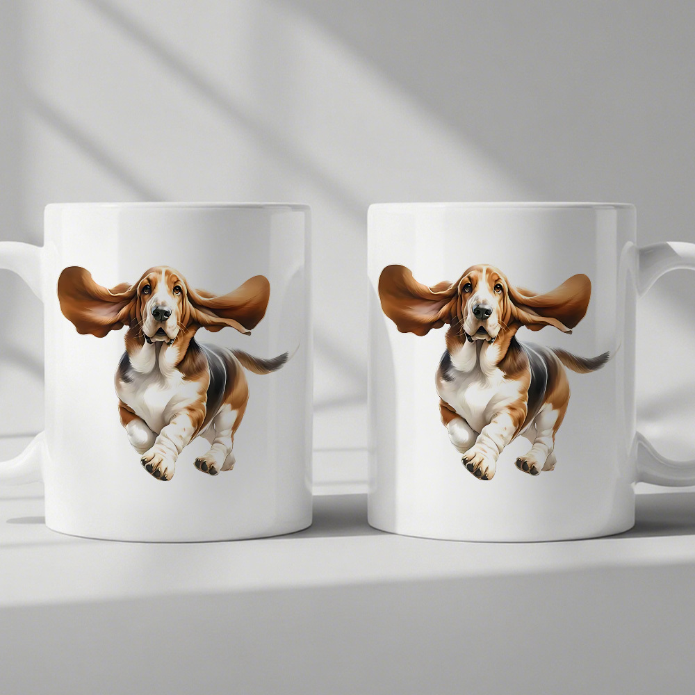 Pink Basset Hound coffee mug