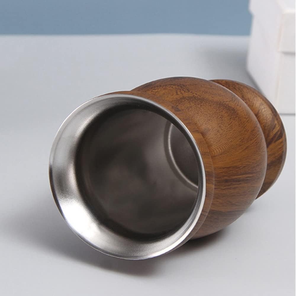 Yerba mate cup showing the stainless steel interior and rounded rim
