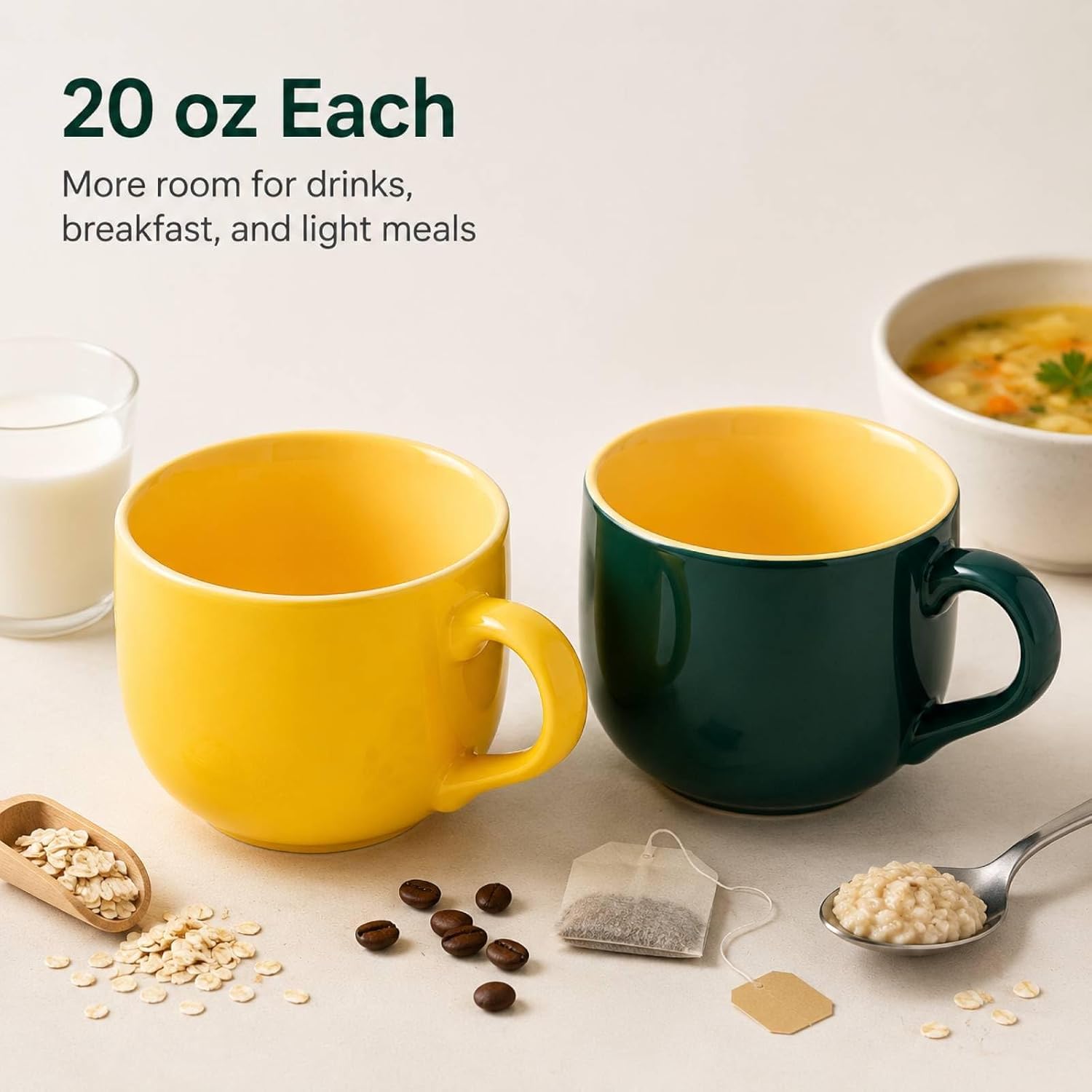 Wide mouth coffee cups for drinks breakfast and light meals