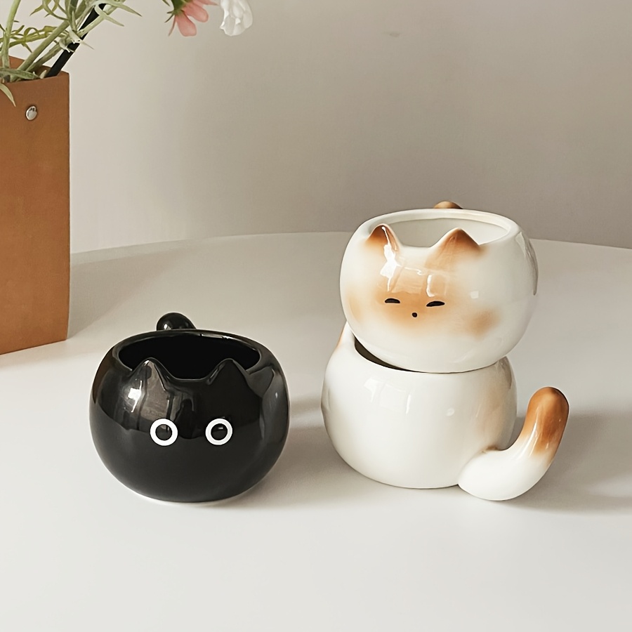 Siamese cat mug and black cat mug ceramic styles
