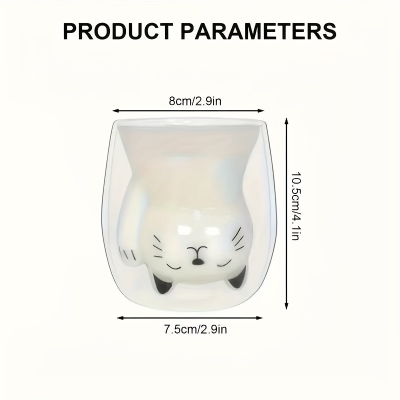 Cat glass cup dimensions 200 ml double wall mug