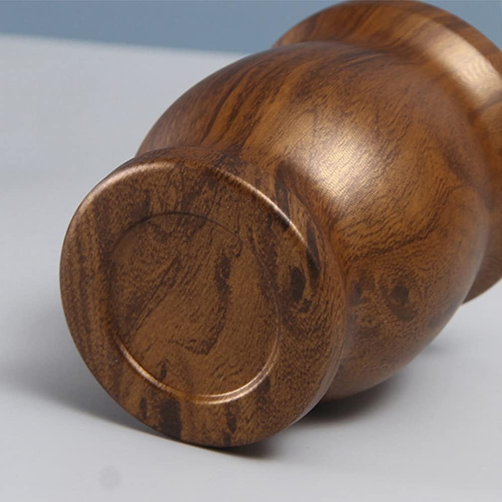 Brown wood-grain exterior on the 8 oz yerba mate cup