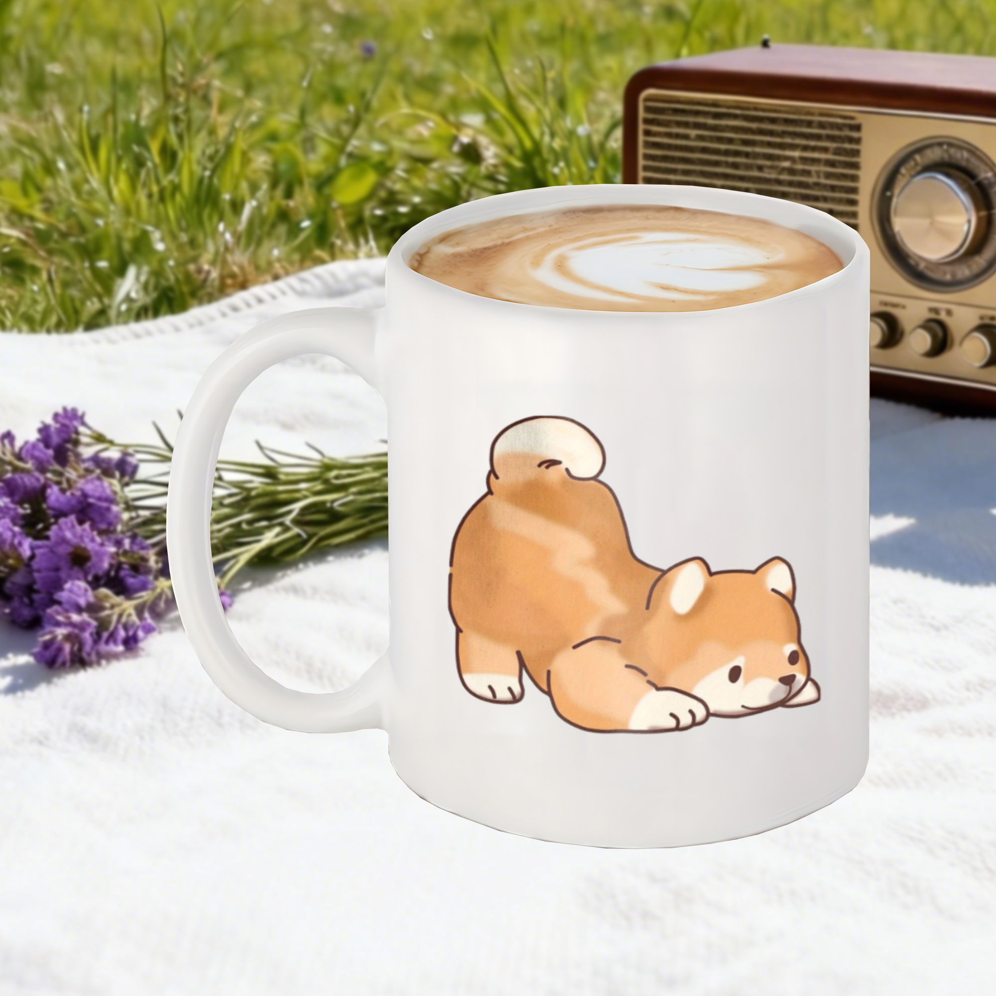 Dog lover Shiba mug with printed illustration