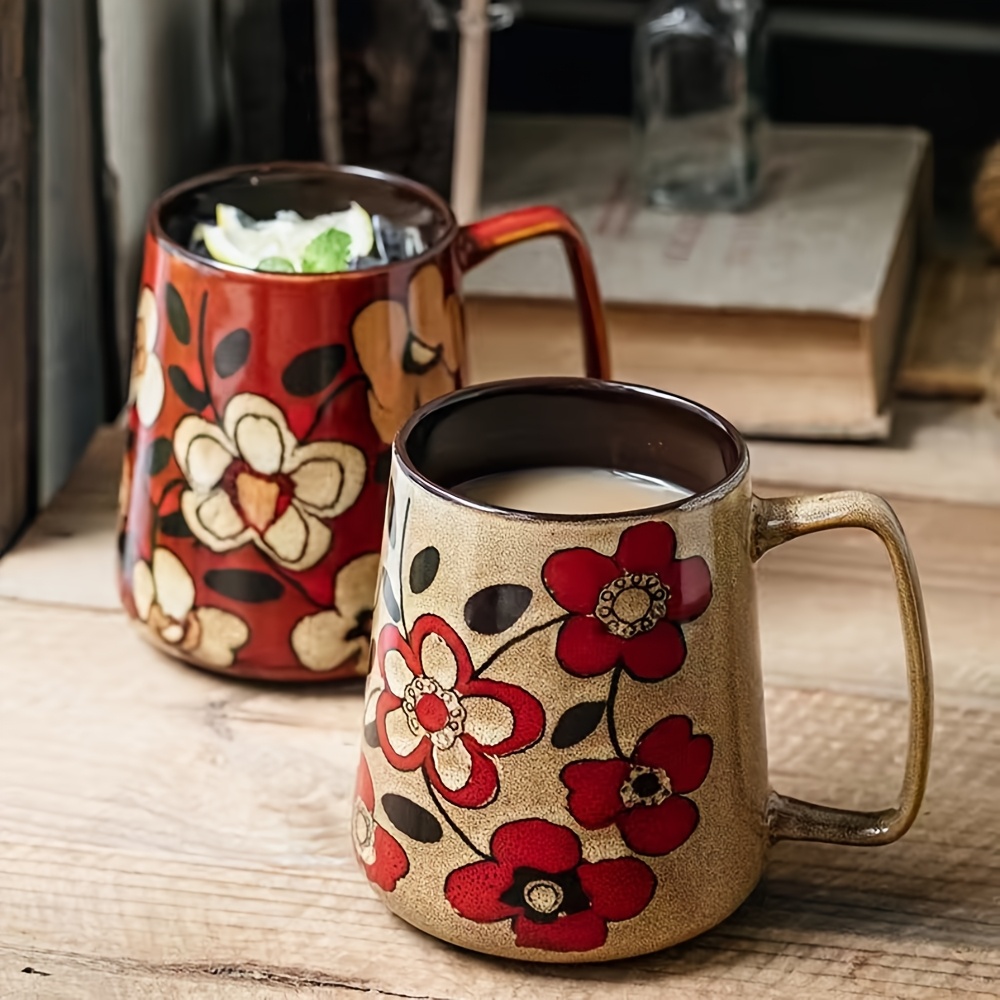 24 oz floral ceramic coffee mug large oversized cup
