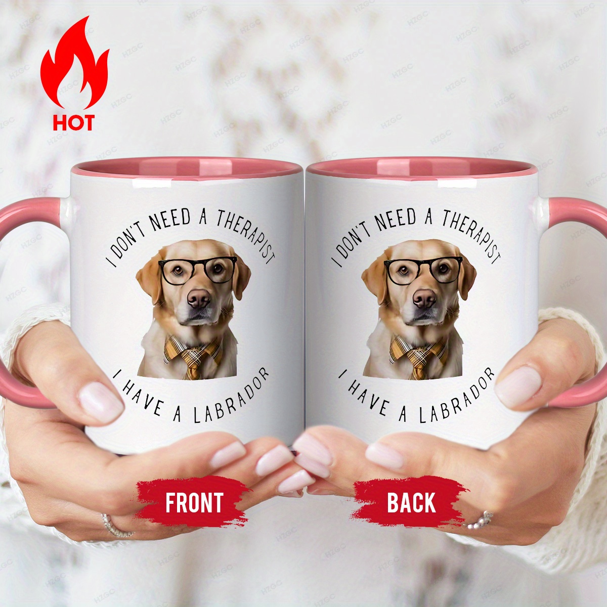 Labrador mug with quote-style dog design