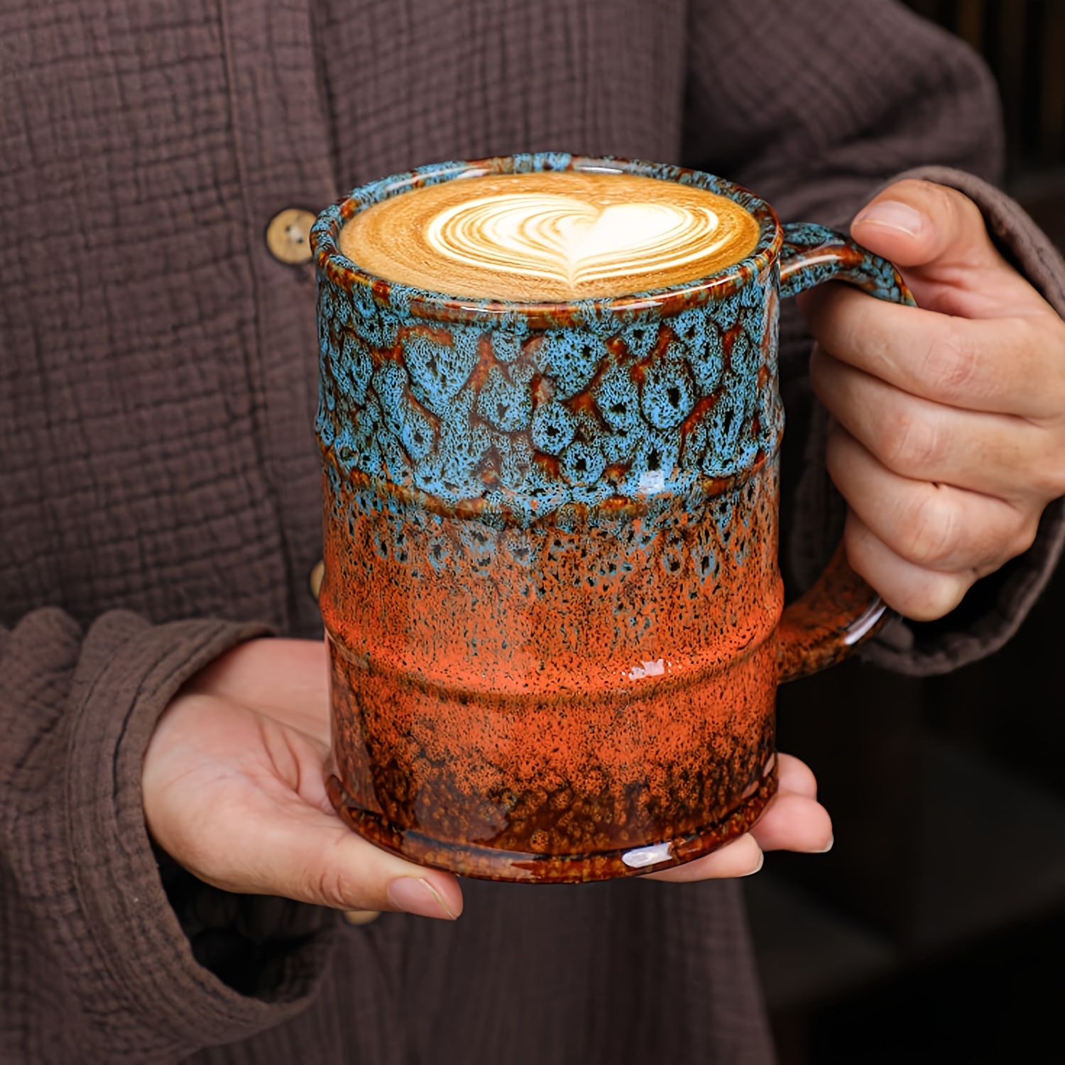 20 oz large ceramic coffee mug for office coffee