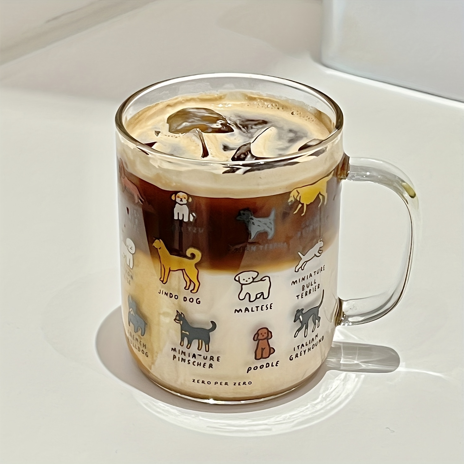 High borosilicate puppy-themed glass cup