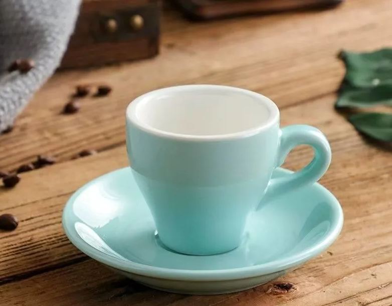 Sky blue ceramic 2.5 oz espresso cup and saucer