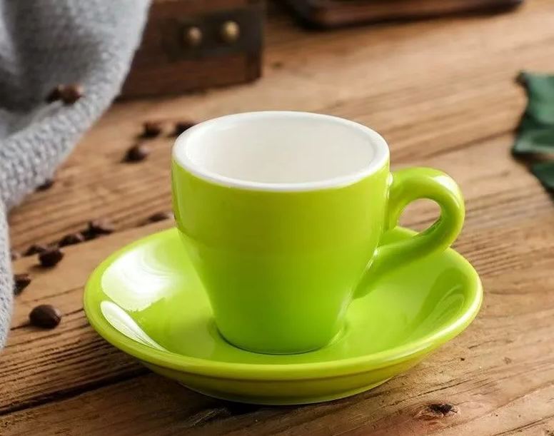 Light green ceramic 2.5 oz espresso cup and saucer