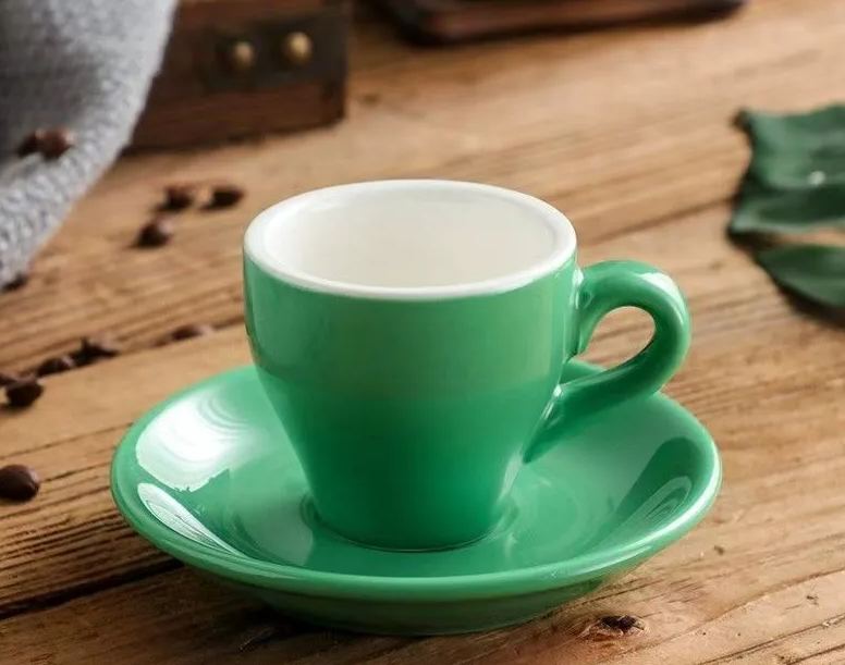 Dark green ceramic 2.5 oz espresso cup and saucer